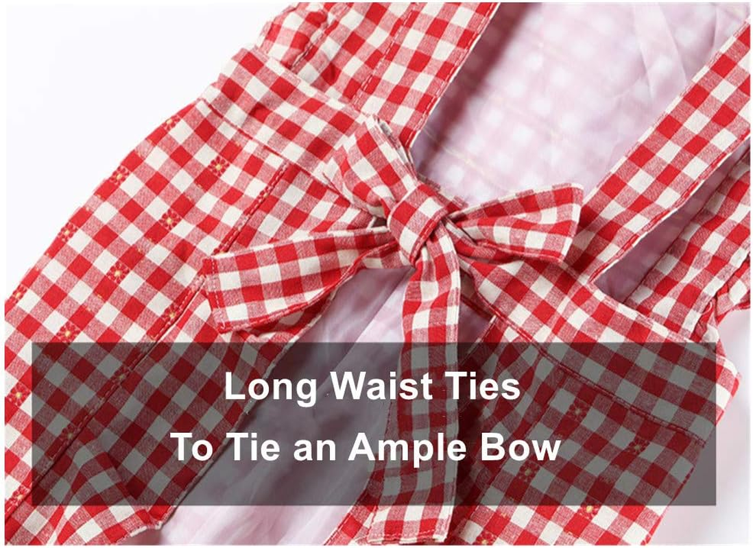 Gudgmtoy Cute Kitchen Aprons for Women with Pockets Adjustable Chef Apron Ladies Baking Cotton Frilly Aprons Pinafore Dress for Baking Cooking Mother Girls Birthday Gift Red, Red, F image number 5