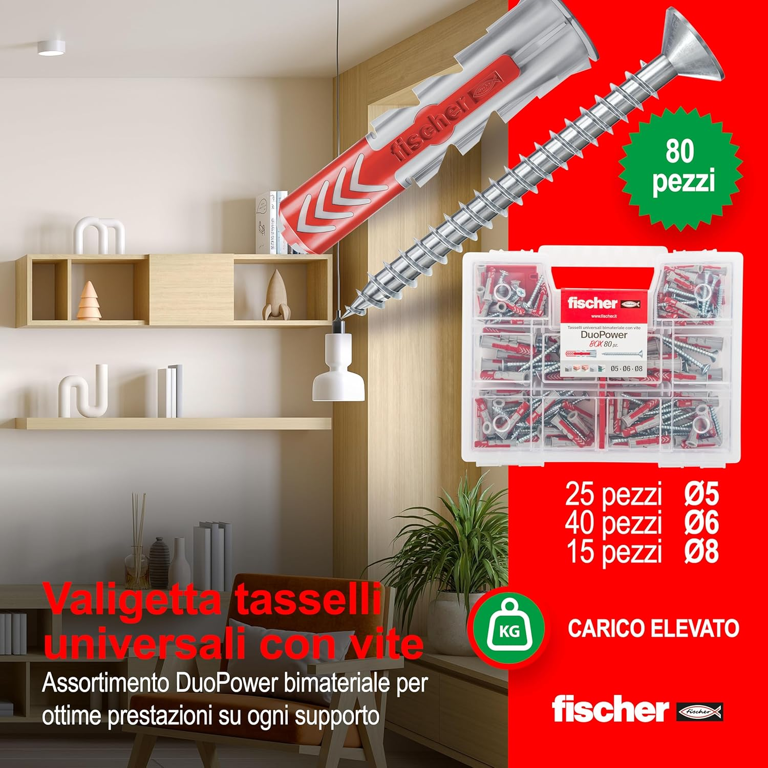 Fischer 544546 Duopower Universal Dowels Kit with Screw, &lrm;Transparent