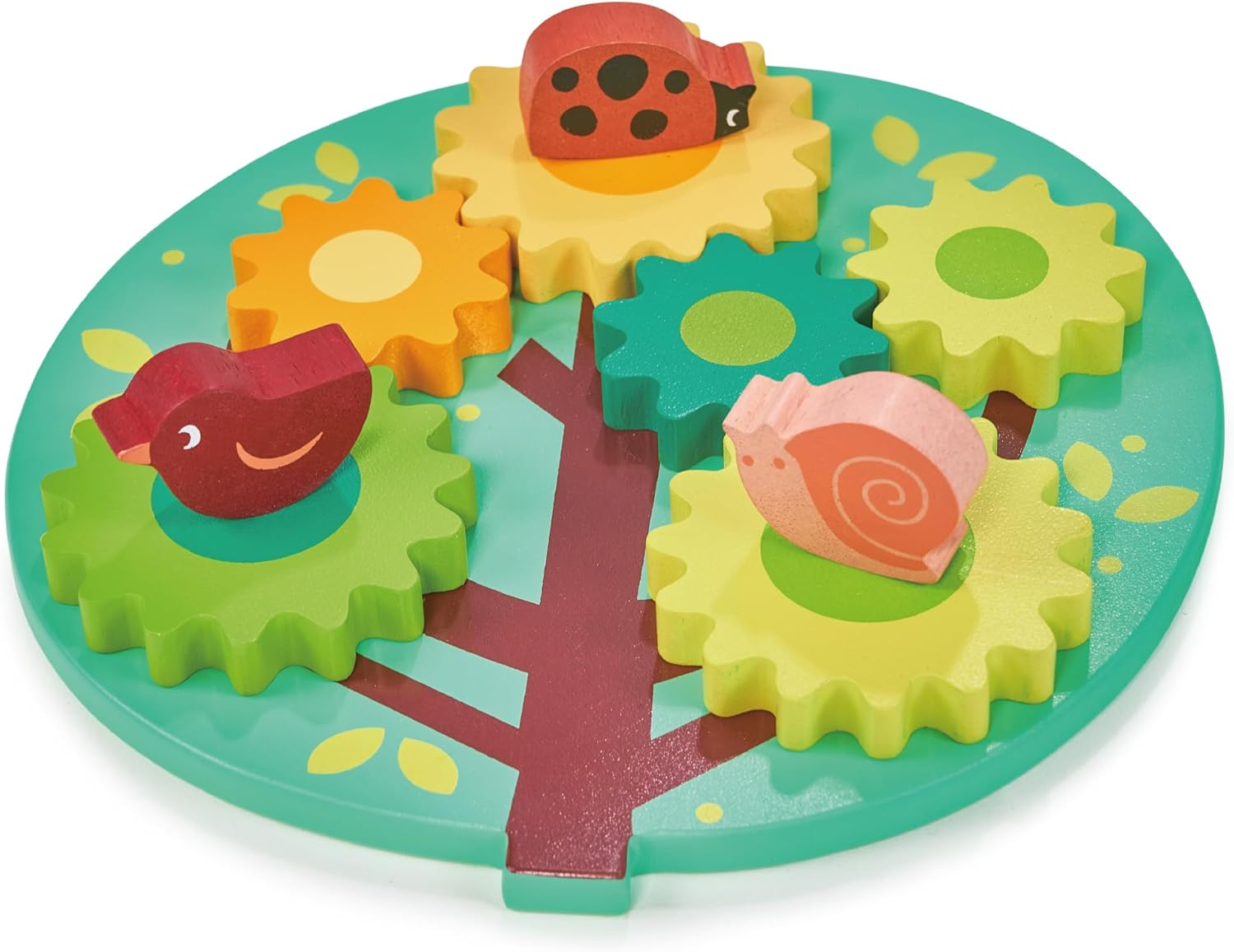 Tree Gears and Cogs Puzzle - Engaging Wooden Toy for Toddlers by Mentari, 20 Cm, Educational Learning Toy with Animal Characters image number 5