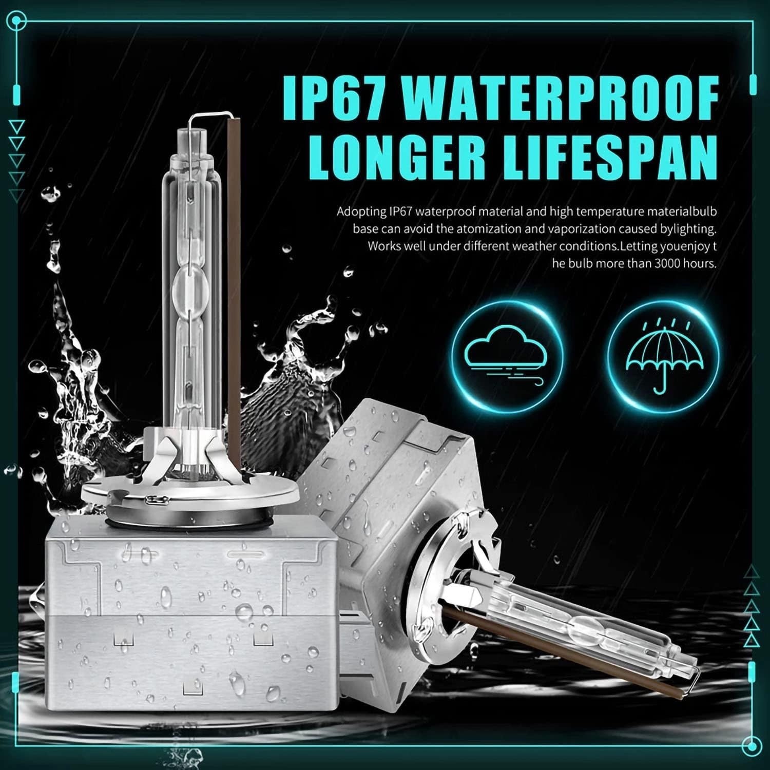 D1S 8000K Xenon HID Headlights Bulb 35W 12V Car Headlamp Replacement Bulbs for Low High Beam (D1S-Steel Bracket, 8000K) image number 5