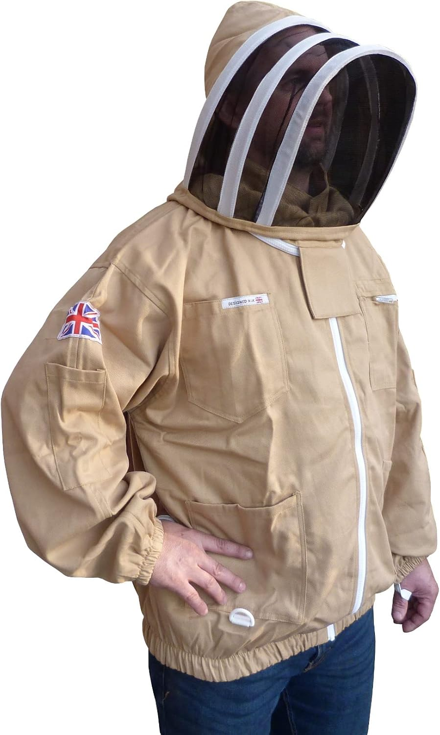 AGS Beekeeper Olive Cotton Bee Jacket Professional Beekeeping Premium Clothing Fencing Protective Wasp Jacket Bee Suit Equipment Protection (Large) image number 1