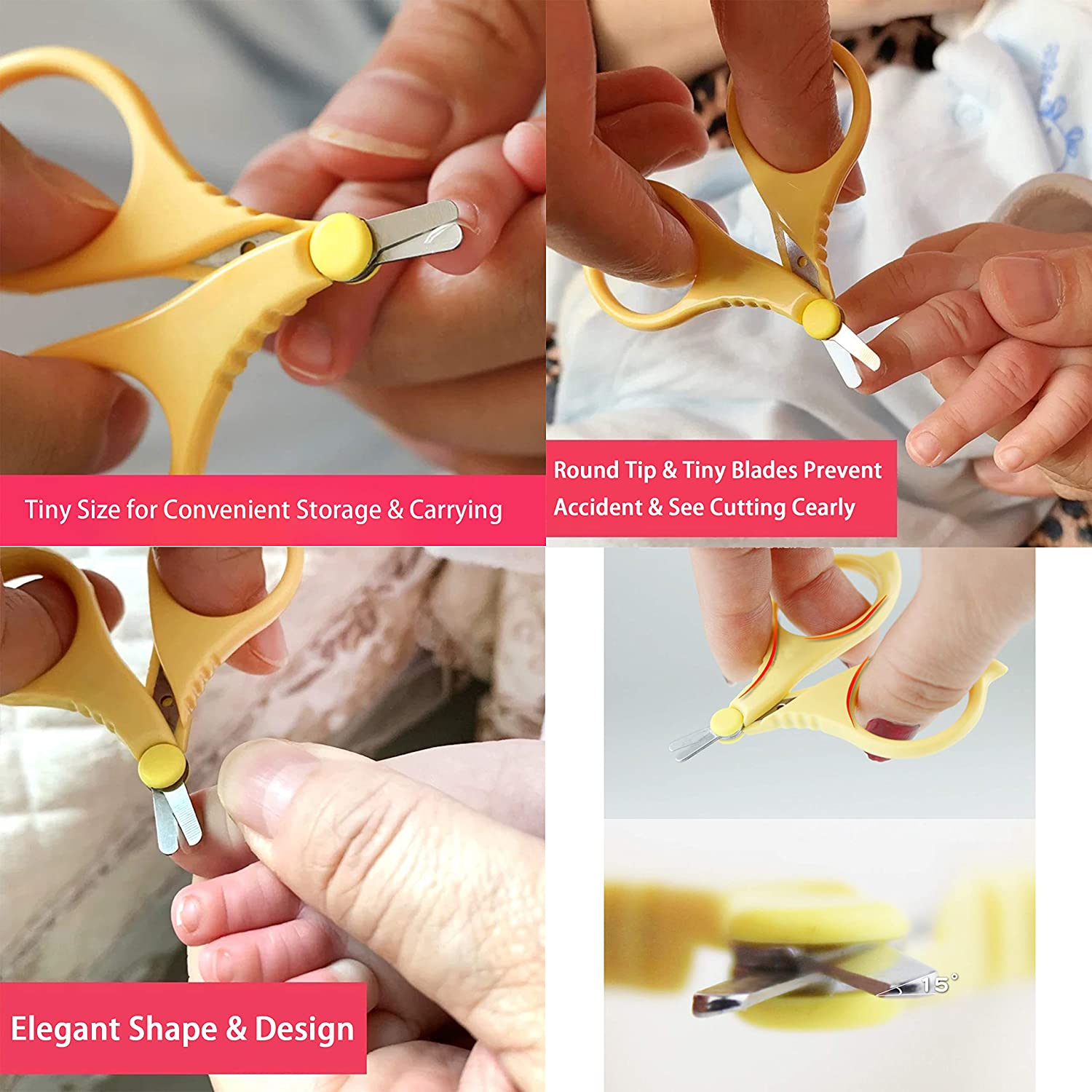 PAFASON Baby round Tip Safety Manicure Nail Scissors and Baby Glass Nail File Set, Stainless Steel, Czech Float Glass, Ideal for Infant, Newborns, Babies Toddlers image number 3