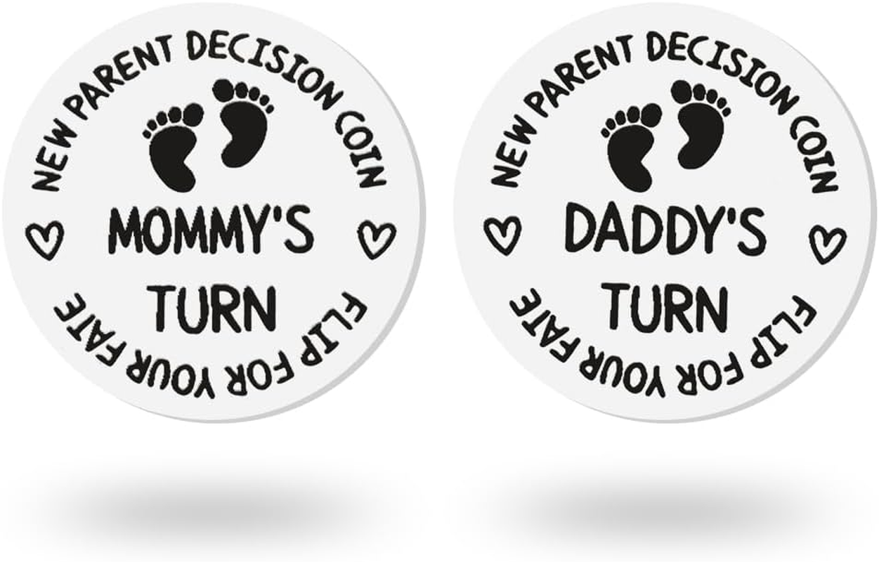 New Mom Dad Gifts after Birth Funny Mommy&rsquo;S Turn Daddy&rsquo;S Turn New Parent Decision Coin First Time Mommy and Daddy Gifts for Christmas Dad Mama to Be Gifts for Women Men Neutral Baby Gender Reveal Gift image number 4