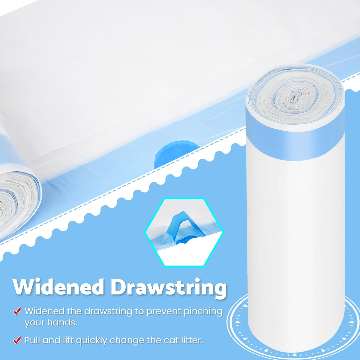 Advwin 150 Count Trash Bags for Automatic Cat Litter Box Self Cleaning, Replacement Extra Large Liners for Robot Box, 10 Rolls Drawstring Waste Bags, 46.5Cm X 45 Cm (10 Rolls/15 Counts) image number 1