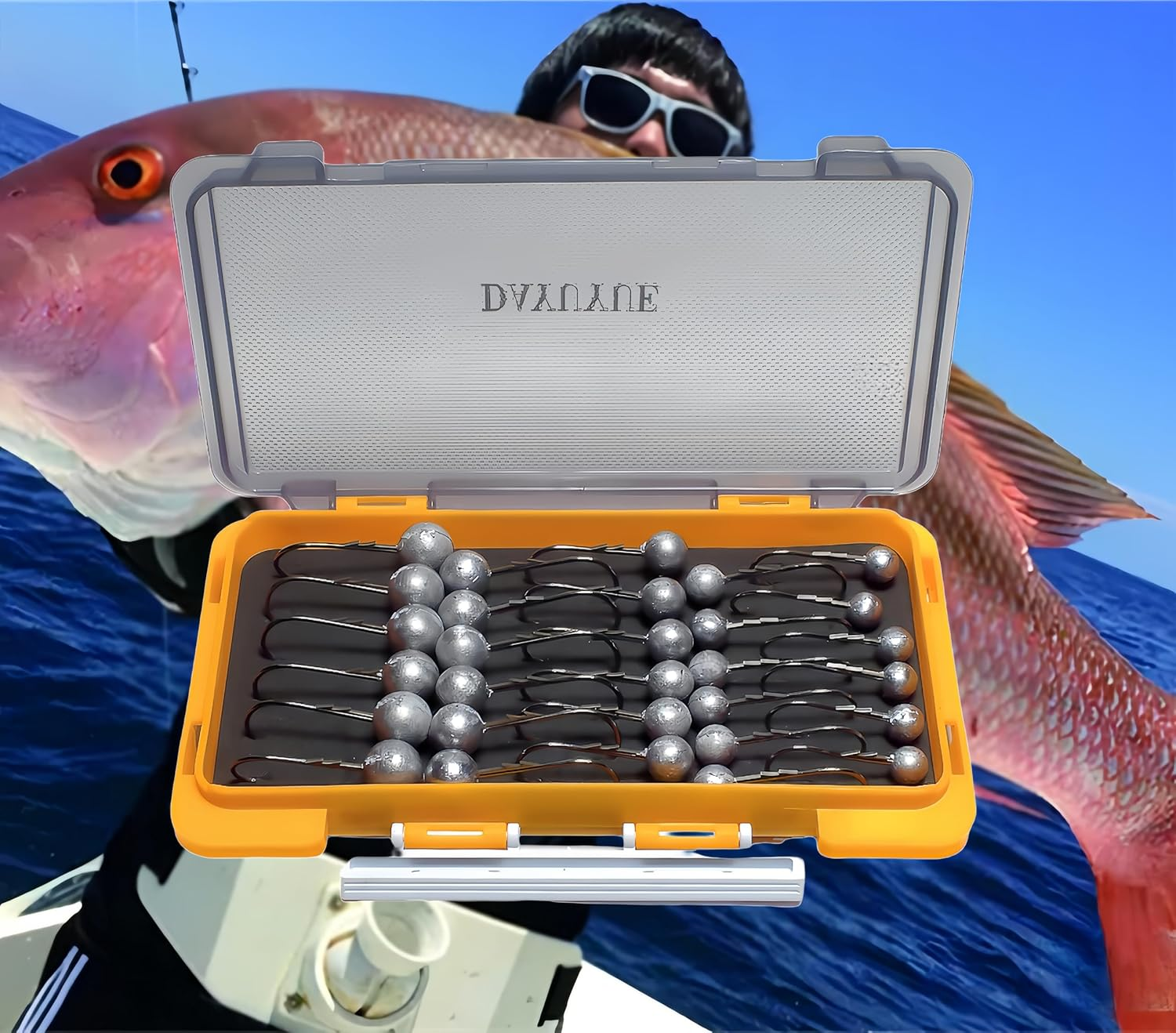 DAYUYUE Fishing Jig Heads Soft Lure Hooks 30Pcs 3.5G 5G 7G 10G 14G Include Plastic Tackle Box Fishing for Freshwater Saltwater image number 4