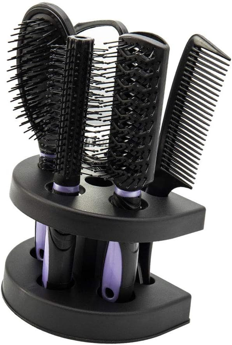 5Pcs Paddle Hair Brush Detangling Brush and Hair Comb Set Hair Brush Professional Salon Hairbrush Mirror Women Makeup Hand Comb Set for Straight Curly and All Hair Types (Pink)