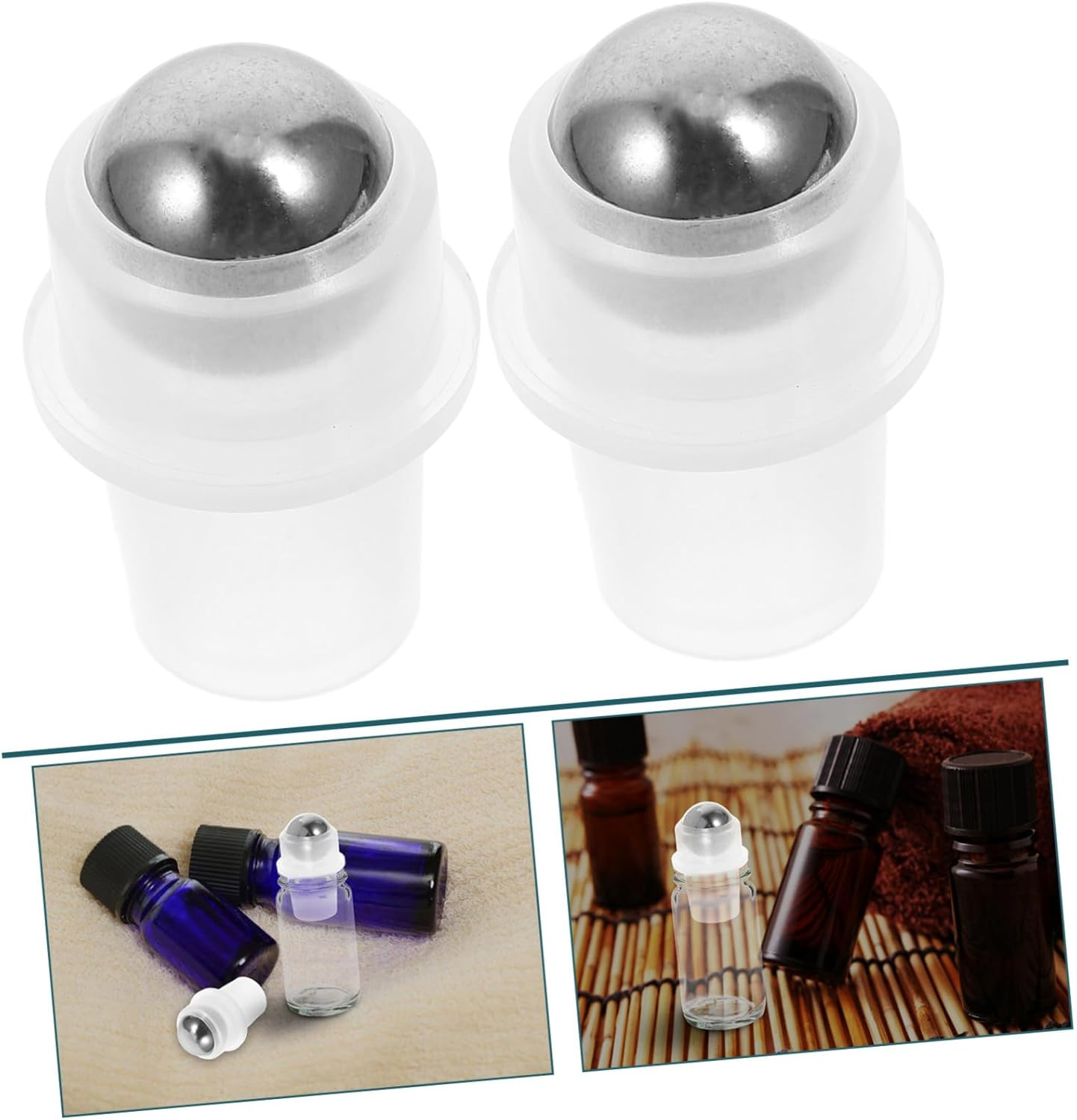 TINEASUR 20Pcs Stainless Steel Roller Ball Fitments for Inner Neck Essential Oil Bottles Leakproof Replacement Tops Smooth Dispensing and Bottle Accessories for Home Office Spa Use image number 2