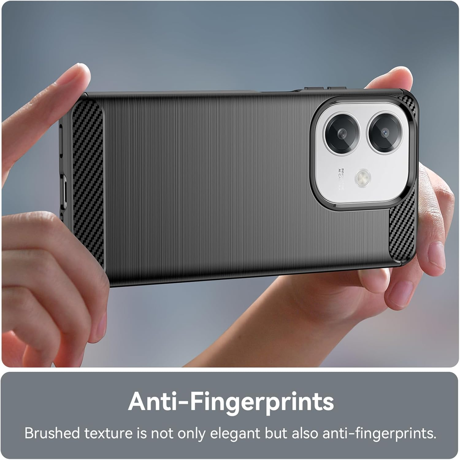 HEYUS Case for Oppo A60 5G /A40 /A40M /A3 /A3X 4G, Shock-Absorption Brushed Flexible Soft Carbon Fiber Protective Cover for Oppo A60 5G /A40 /A40M /A3 /A3X 4G- Black image number 1