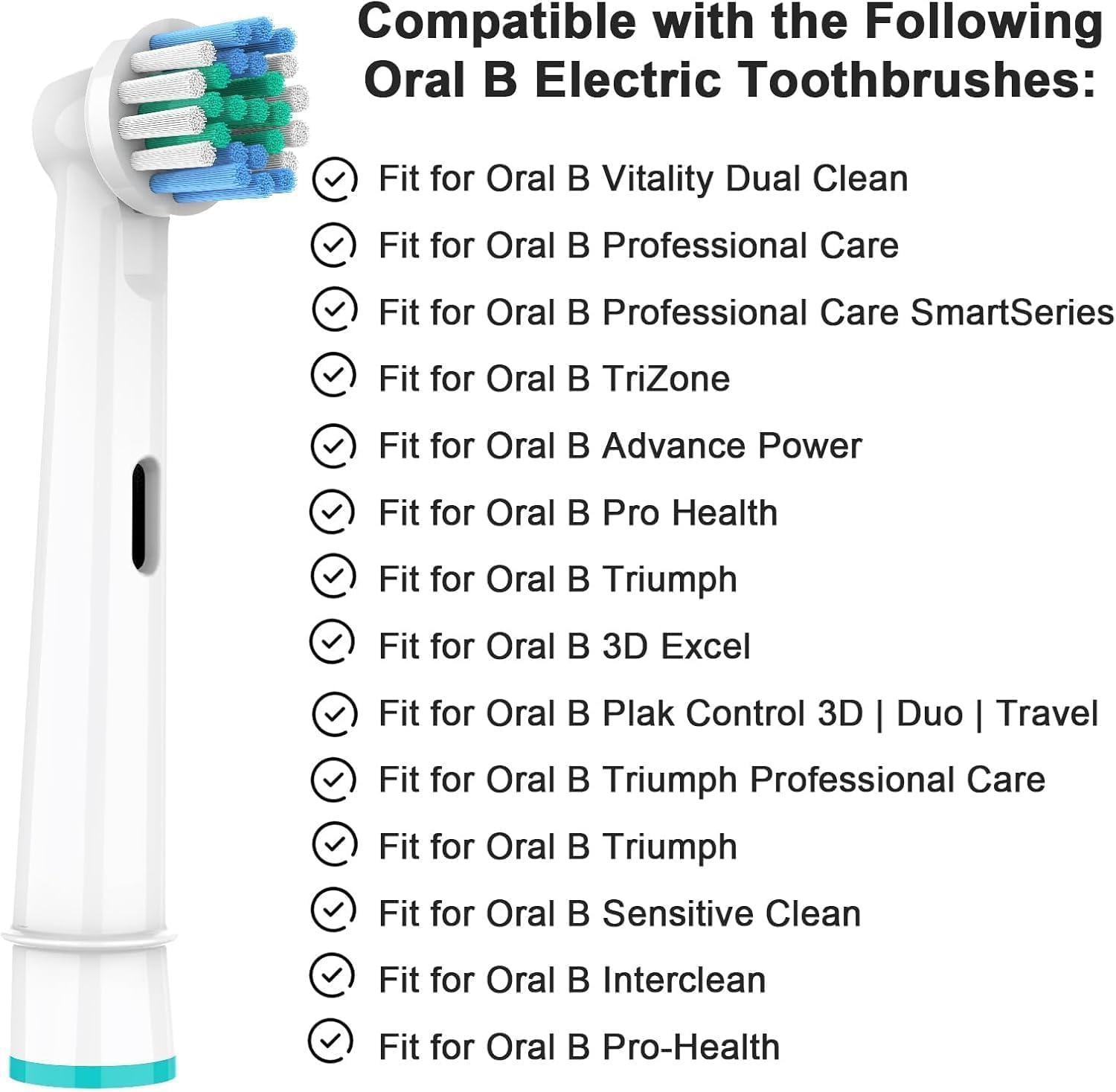 Replacement Toothbrush Heads Compatible with Oral-B Braun,8 Pack Professional Electric Brush Heads for Oral B Replacement Heads Refill Pro 500/1000/1500/3000/3757/5000/7000/7500/8000 image number 5