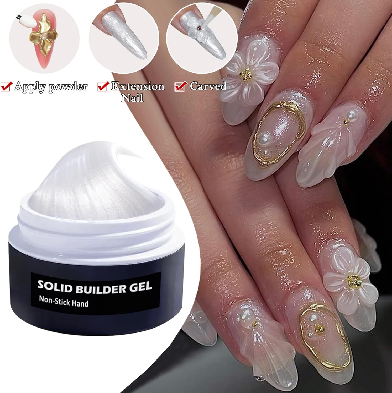 Hard Gel for Nails, Non-Sticky Nail Enhancement Gel for Women, Ideal Beauty Accessory for Everyday Use, Practice, Special Occasions, Weddings, Parties, and Festive Fashion image number 4