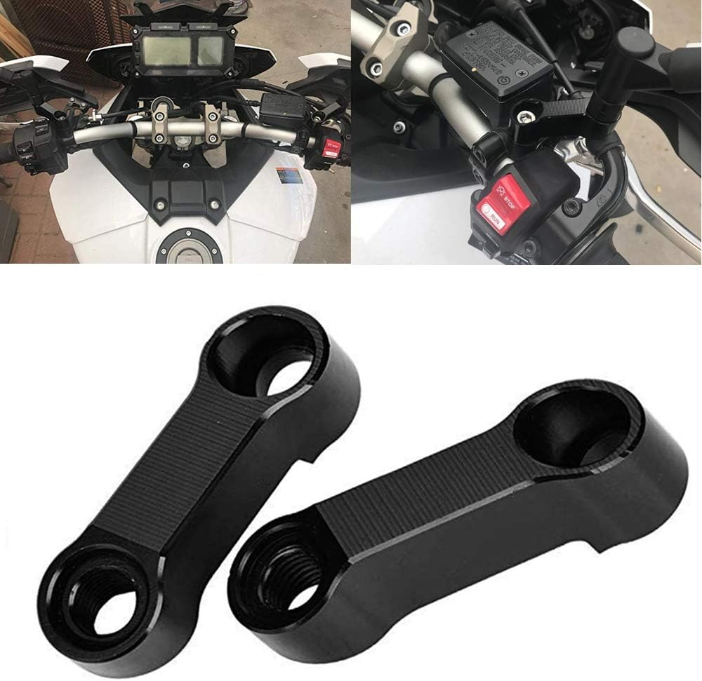 Motorcycle Bike Mirror Mount Risers Extenders Adapters Universal Rearview Side Mirror Adapter CNC Aluminum Right & Left Thread Black image number 3
