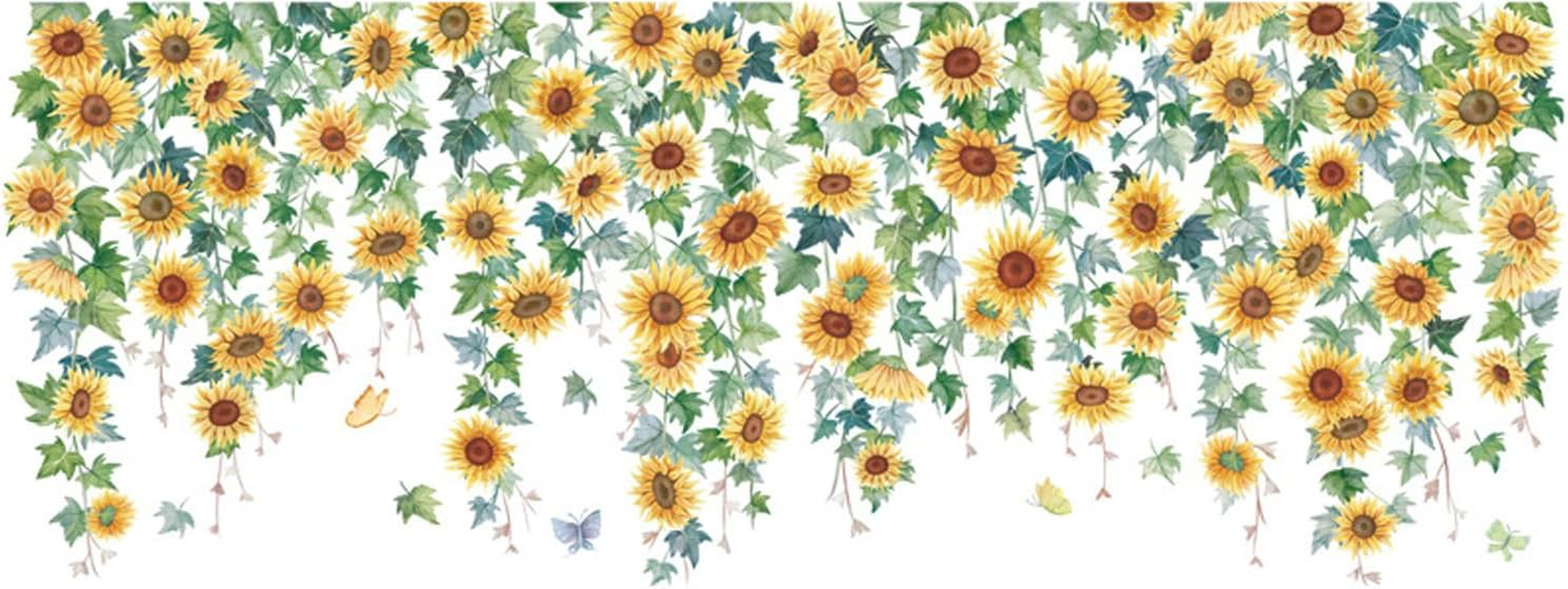 Sunflower Wall Sticker Flower Vines Hanging Wall Decal Green Leaves Floral Wall Art for Living Room Bedroom Home Decoration - Sunflower01 image number 3