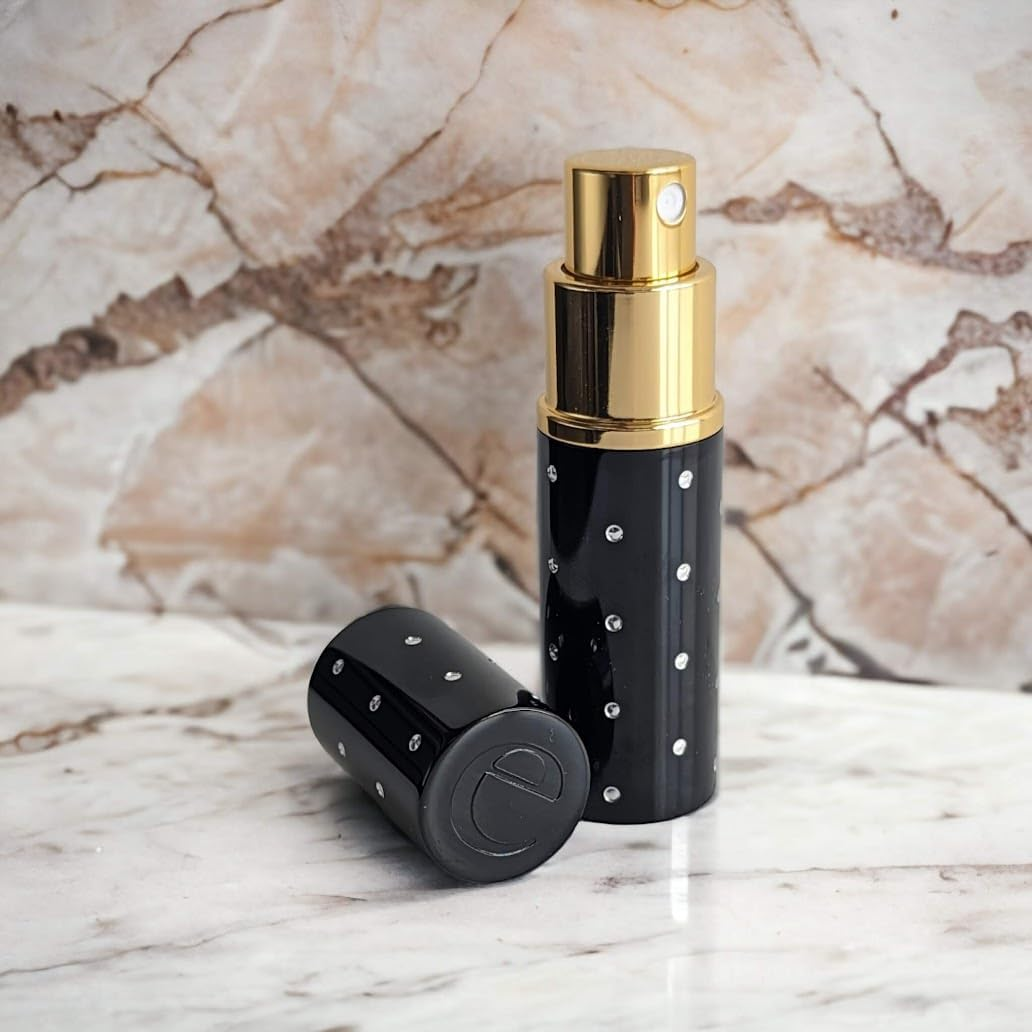 8Ml Perfume Travel Atomizer by the Essential Atomizer Company. Black with Silver Dot Design. Filling Funnel & Gift Box image number 2