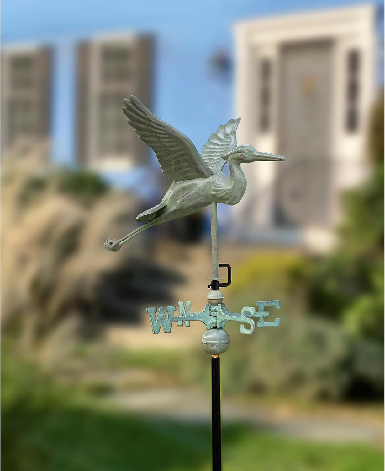 Good Directions Blue Heron Garden Weathervane, Includes Garden Pole, Blue Verde Copper, Patina image number 1