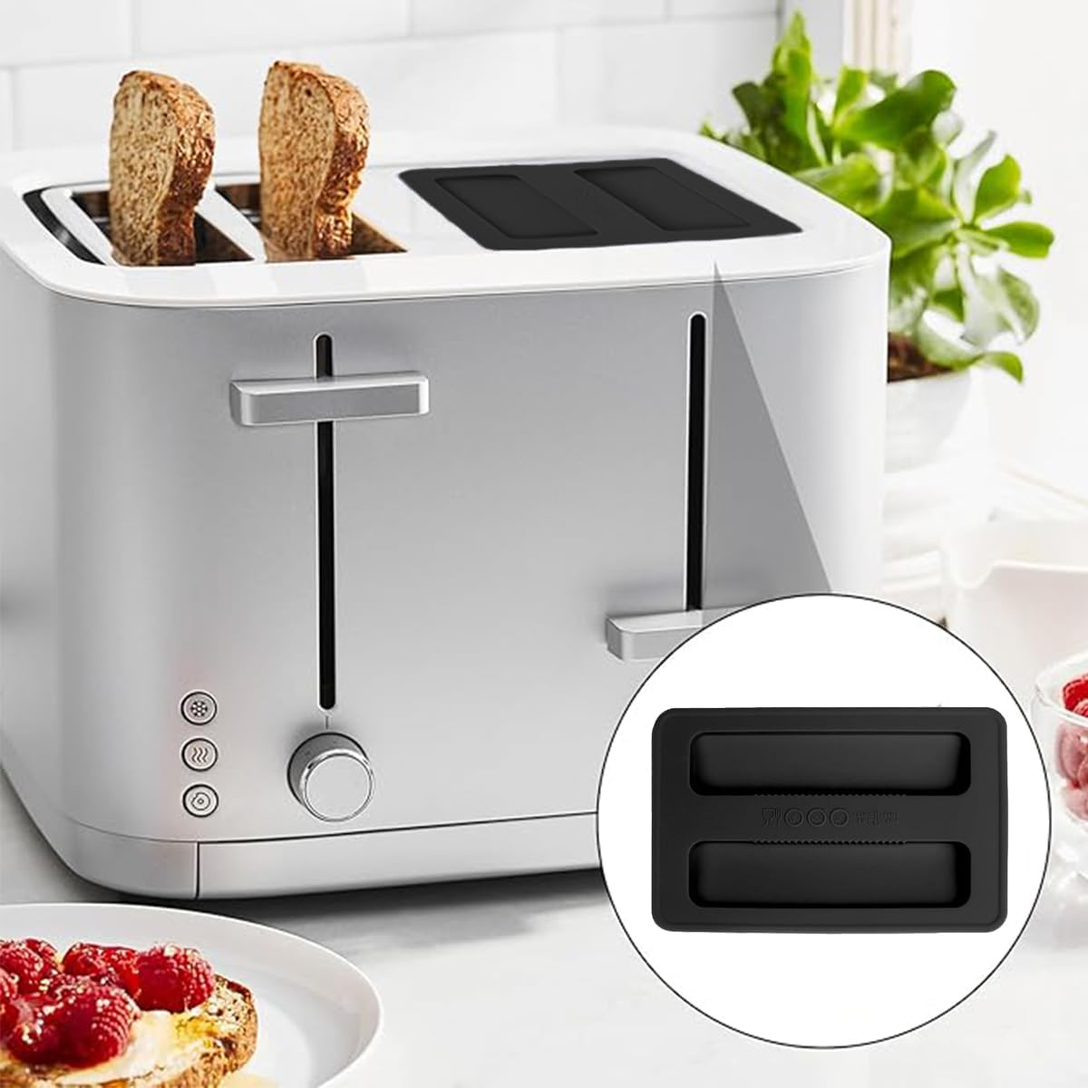 Silicone Toaster Cover, Dust Protection Lid for Bread Maker and Sandwich Machine, 2 Pack (Black) image number 4