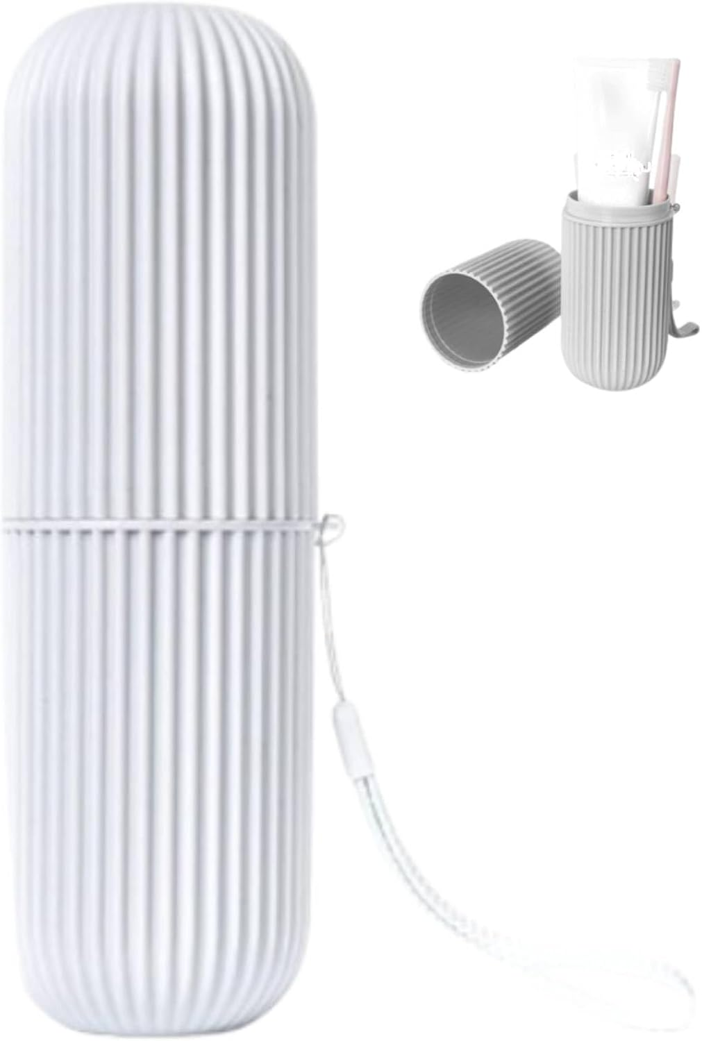 Toothbrush Travel Case, Portable Toothbrush Cup Case Box Container Plastic Travel Toothbrush Case Toothbrush Holders for Traveling(White)