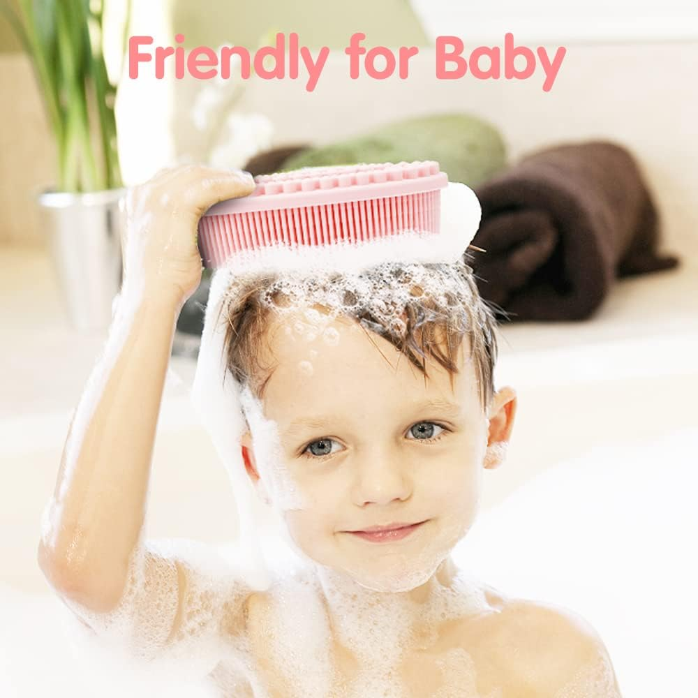 3 Pack Silicone Body Scrubber, Soft Silicone Loofah Exfoliating Body Scrubber, Silicone Body Brush Bath Shower Scrubber for Body, 2 in 1 Bath and Shampoo Wash Brush for Skin Exfoliation Men Women image number 2