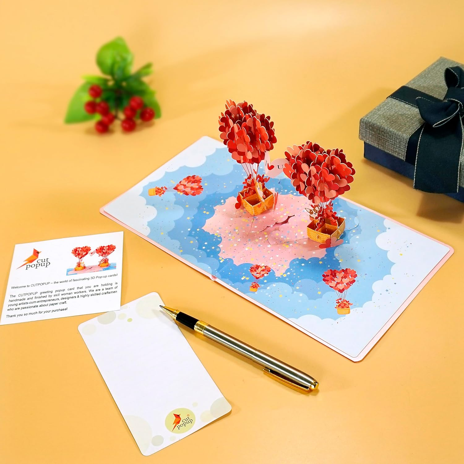 CUTPOPUP Corgi Couple Valentines Day Card Pop Up, Anniversary Card, 3D Popup Greeting Love Card (Corgi Couple Airballoon) LO167AU1515 image number 1