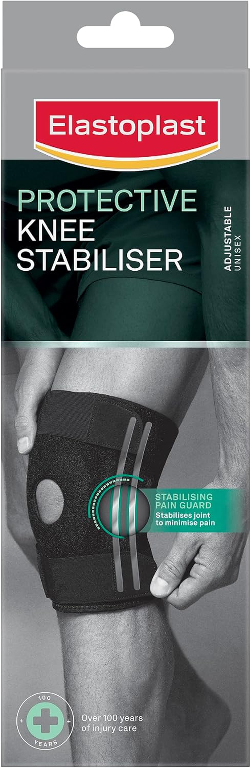 Elastoplast Protective Knee Stabiliser (1 Pack) | Firm Support for Weak or Injured Knees | Adjustable Knee Guard for Knee Pain | Compression Sleeve for Knees | Prevents Re-Injury image number 1