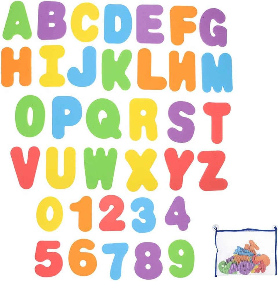 Vaguelly 1 Set Foam Letters Large Foam ABC Letters Number Baby Bath S Kids Bath Time Fun with Net Toy Adhesive Stickers Eva Child Take A image number 5