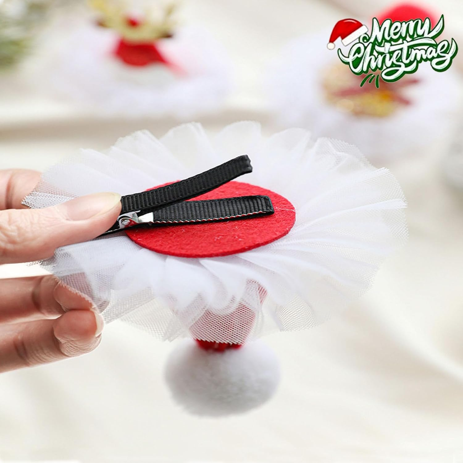 8Pcs Christmas Hat Hair Clips,Gifts,Stylish and Cute Hairpin Decorate or Accessories for Christmas, Friends Parties,Themed Parties,Family Gatherings, School Activities image number 6