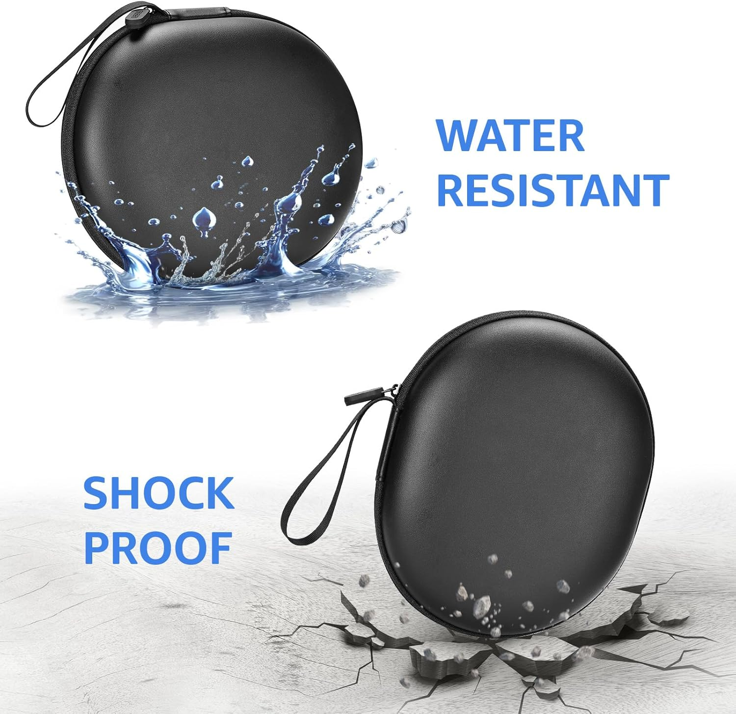 TOZO Headphone Case Cover HT2 HT1 Wireless Headphones,Anti-Scratch, Water and Dust Resistant, Pocket for Cable, Faux Leather Storage Bag, Case Only, Black image number 5