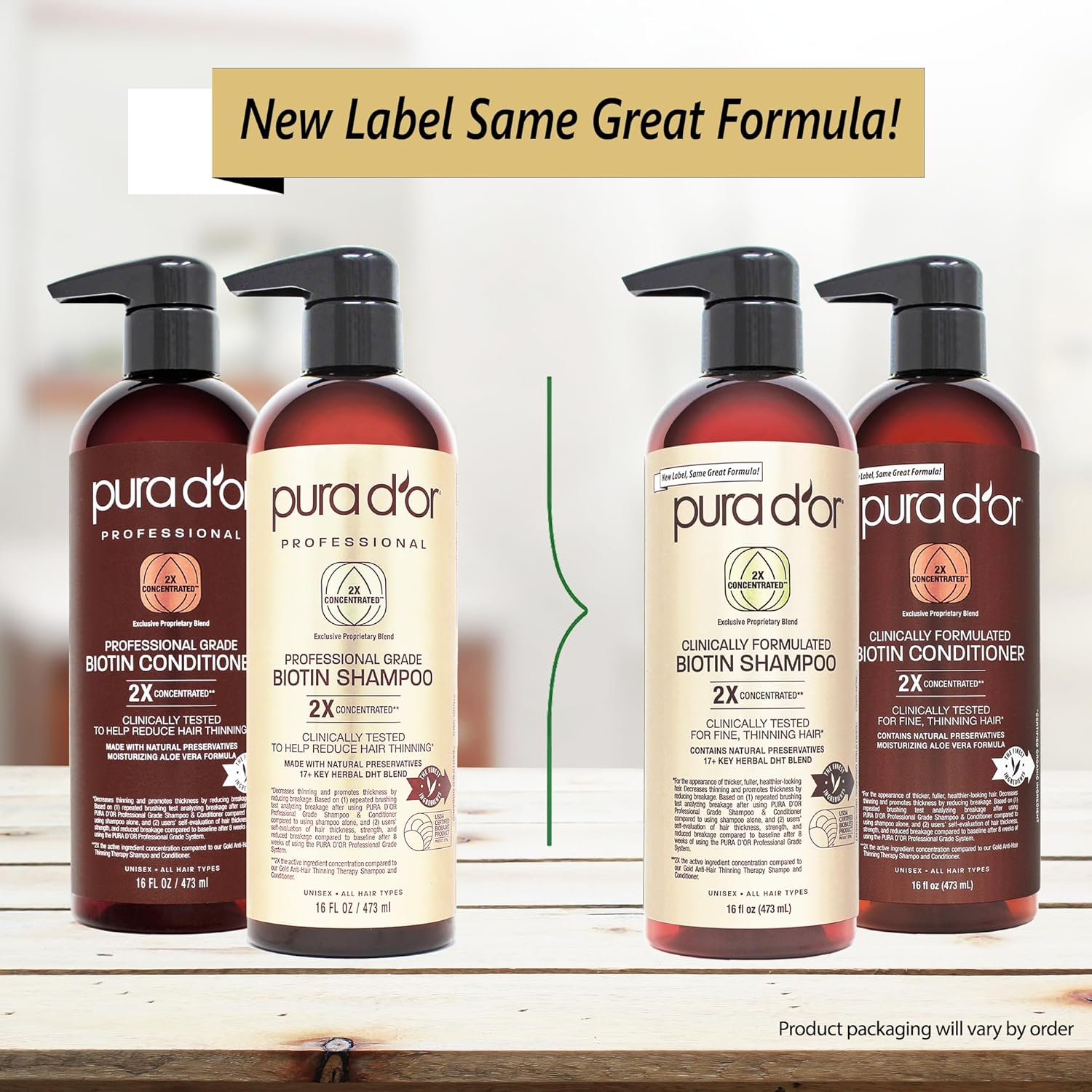 PURA D'OR Professional Grade Clinically Formulated Biotin Shampoo & Conditioner for Hair Thinning - 2X Concentrated DHT Blocker Thickening Products for Women & Men, Sulfate Free, 16Oz X2 image number 4