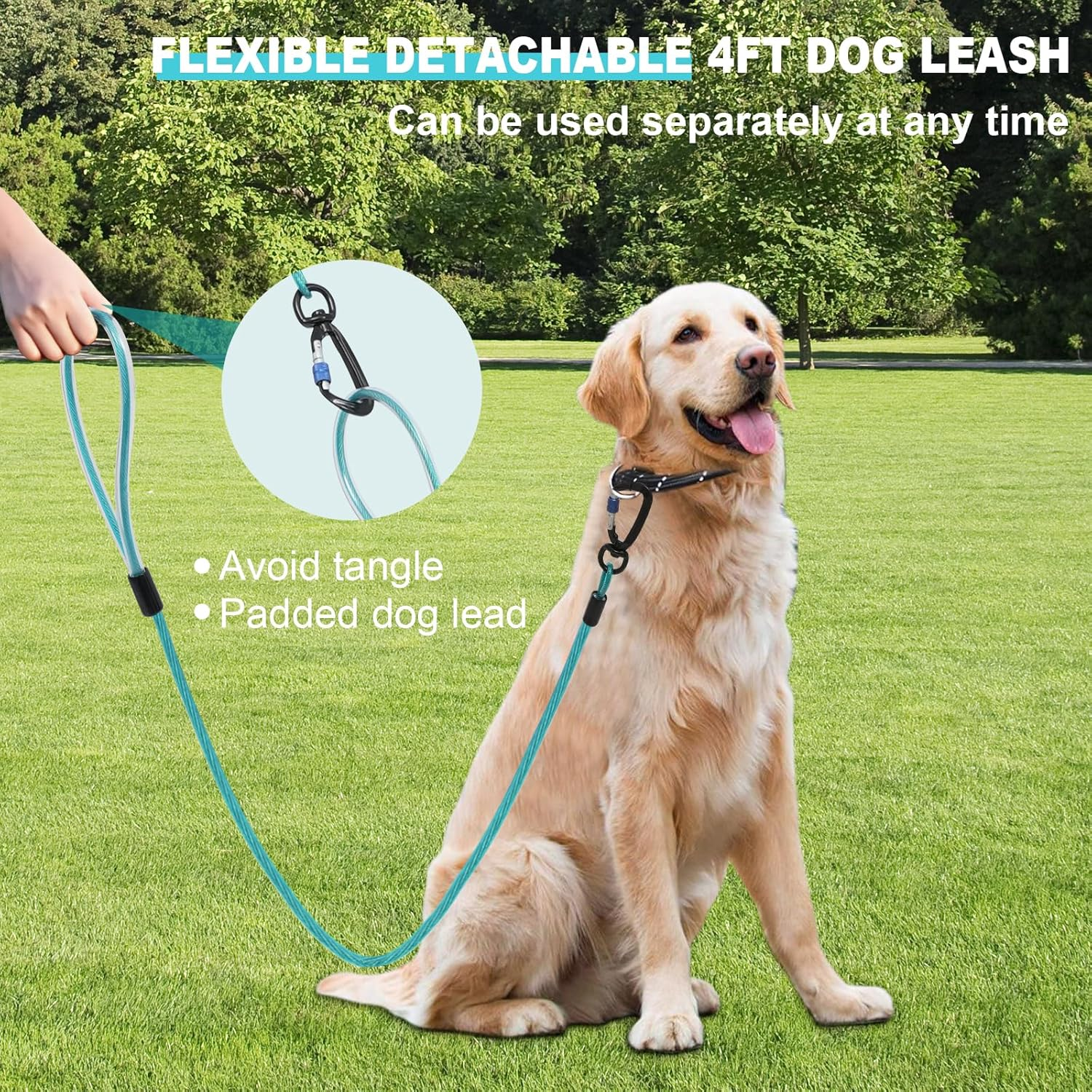 Libbipaw Dog Trolley System - Tangle Free & Shock Absorbing Heavy Duty Runner for Large Dogs up to 300 Lbs, 100 Ft Cable with 15 Ft Leash - Backyard, Park, Camping(100Ft) image number 5