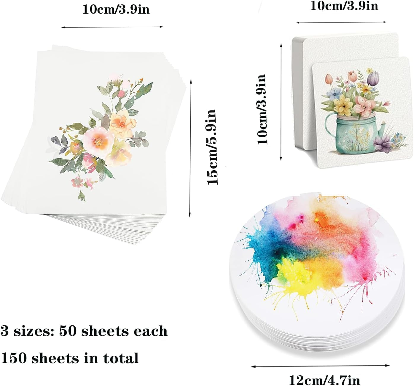 TIAMORK 150PCS Watercolor Paper,140Lb/300Gsm Watercolor Paper Pad Postcards Bulk, Painting Paper for Students, Artists, Sketch Painting ﻿ image number 2