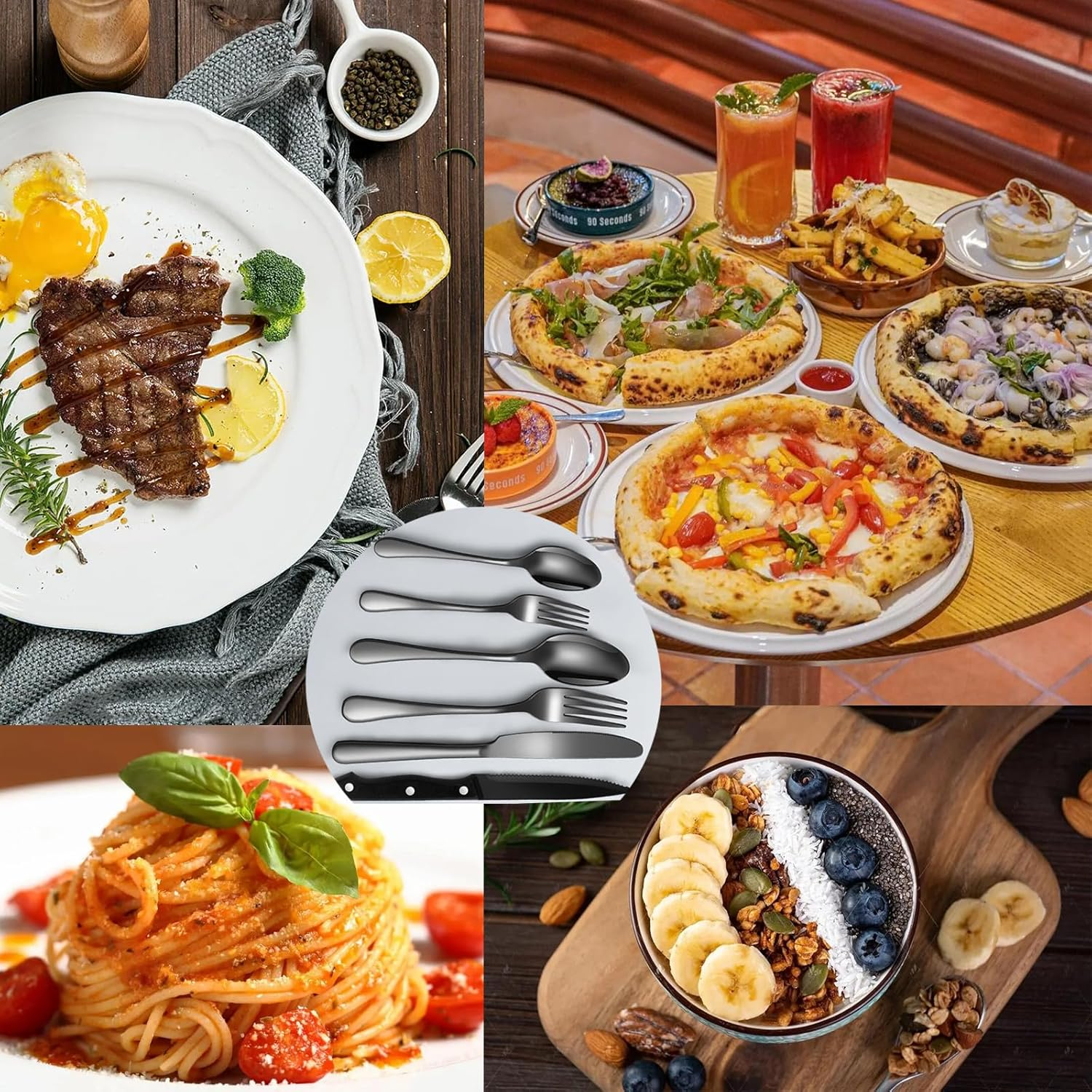 Shgarden 48Pcs Black Silverware Set Stainless Steel Black Flatware Set for 8 Mirror Polished Cutlery Utensil Set Eating Tableware Set for Home Kitchen Restaurant Hotel Dishwasher Safe SH0058 (Black) image number 1