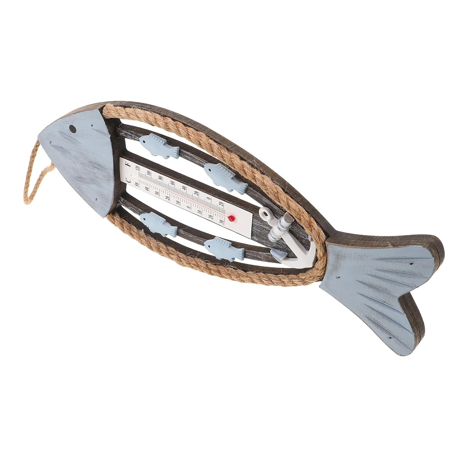 COHEALI Vintage Fish Bone Wall Thermometer Rustic Wooden Temperature Gauge for Coastal Living Bedroom Hotel Hallway Beach Theme Decor with Craftsmanship and Accurate Indoor Temperature image number 1