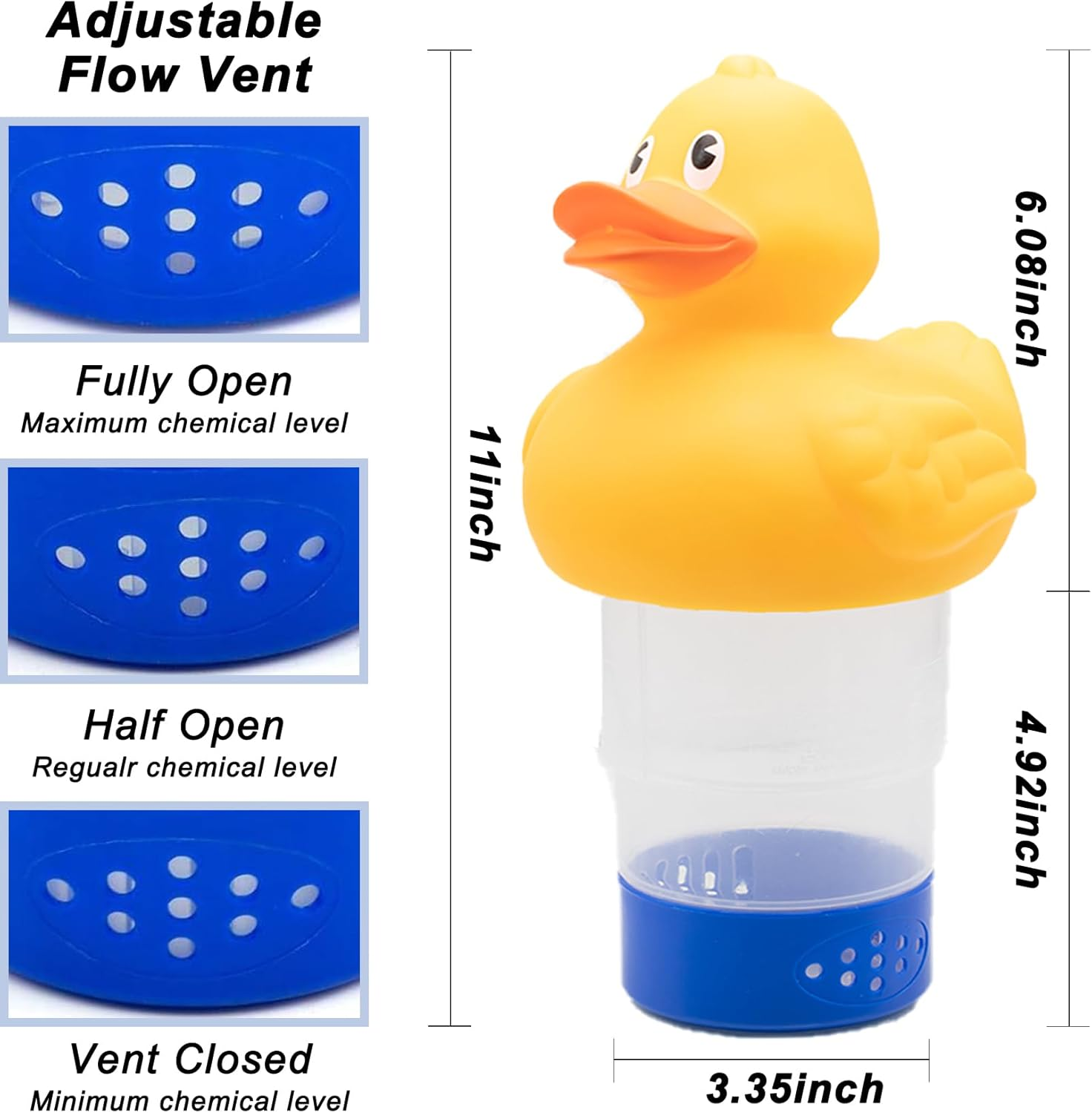 WWD Chlorine Floater, Duck Floating Pool Chlorine Dispenser for 3" Chlorine Tablets for Pool, Bromine Holder image number 3