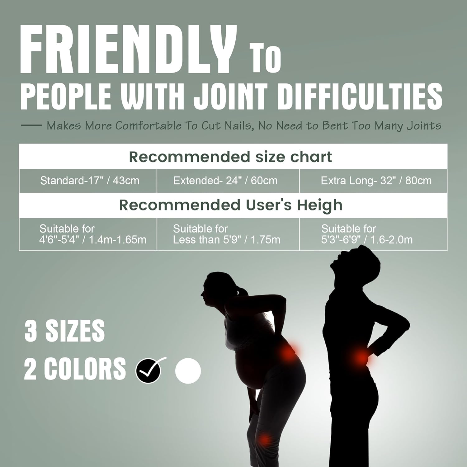 DEPSUNNY Long Handle Toenail Clippers with Magnifier -Wide Jaw & Ergonomic Design for Seniors, Arthritis & Limited Mobility | Heavy-Duty, No-Bend Trimming(40Cm, Black) image number 2