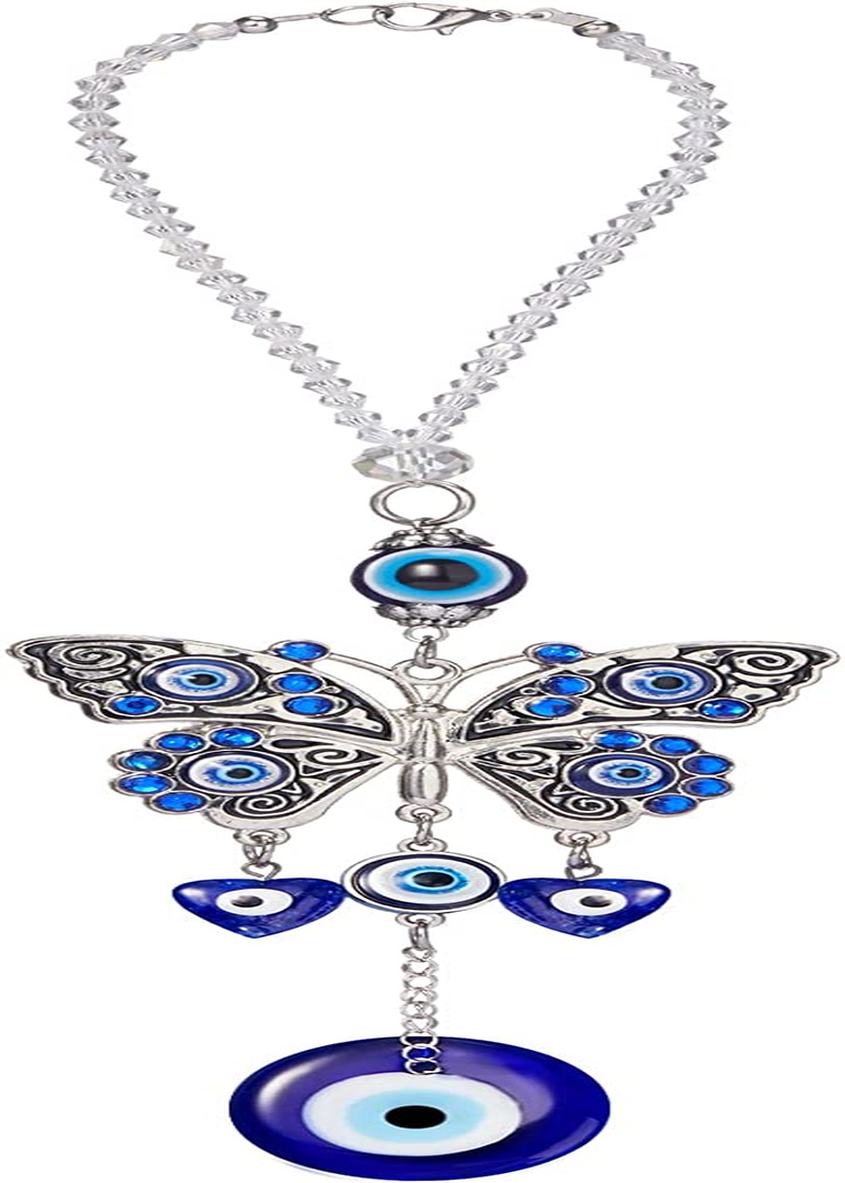 Evil Eye Car Hanging Ornament Evil Blue Eye Charms for Rear View Mirror Beaded Decor Car Accessories Pendent for Window Door Frame Balcony