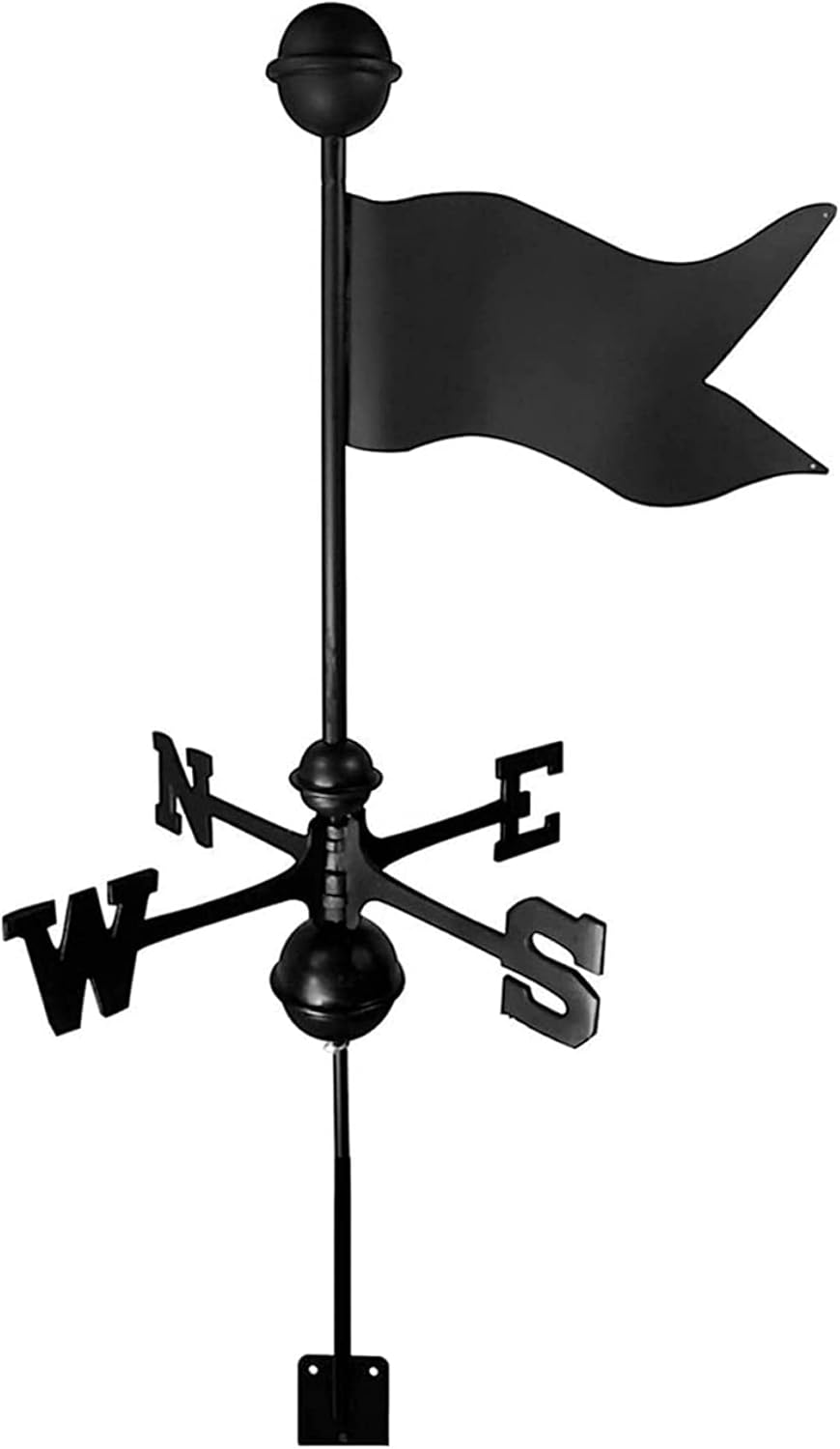 Exquisite Weather Vane Flag Weather Vane Wind Direction Indicator, Retro Flag Shape Carved Design Stainless Steel Wind Direction Black Metal for Garden Backyard Roof image number 2