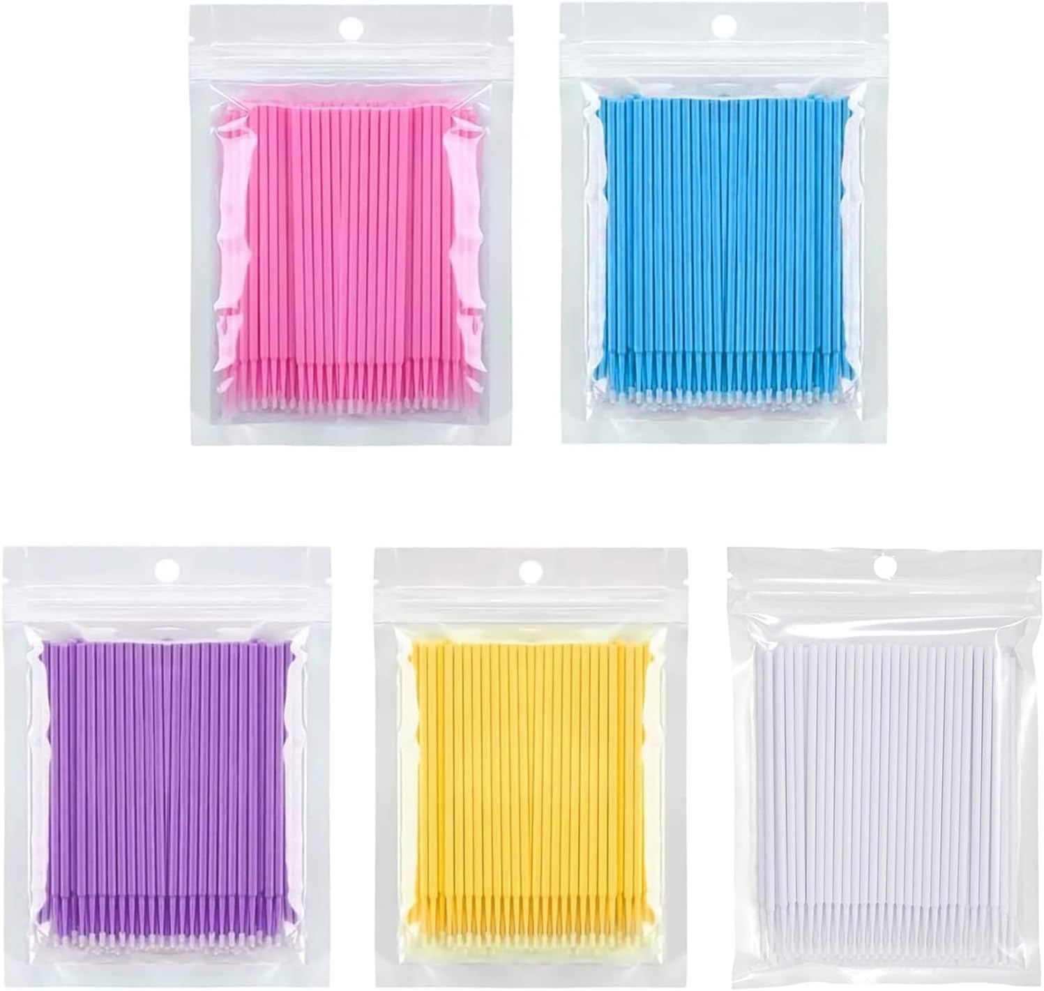 500Pcs Micro Brushes, Micropore Brushes, Eyelash Brush, Microbrushes, Micro Applicator Brushes, Applicator Eyelash for Eyelashes Extensions 5 Color image number 1