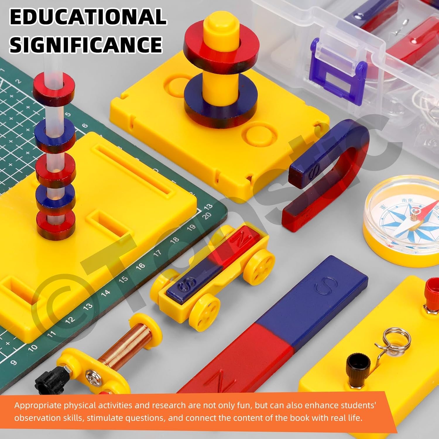 Tanstic 53Pcs Science Magnet Kit Physics Electromagnet Experiment Set Electricity and Magnetism Science Kit Science Magnet Set for Education Science Experiment