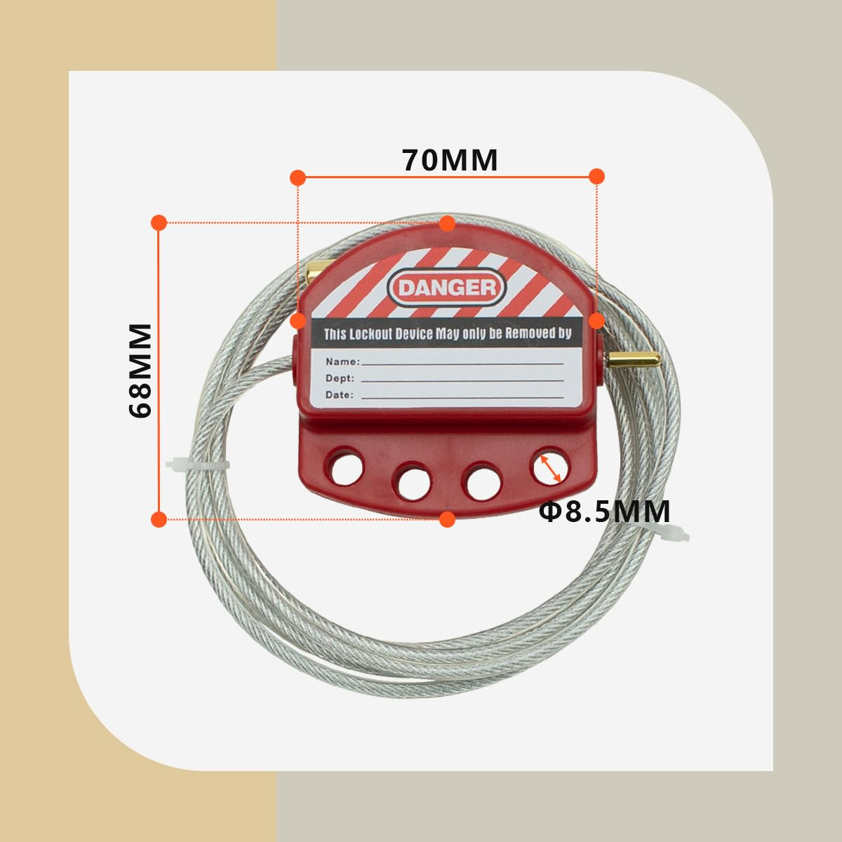 Pack of 10 Red Adjustable Lockout Tagout Steel Cable for Tagout Lock Applications, Suitable for Safety Padlocks image number 2