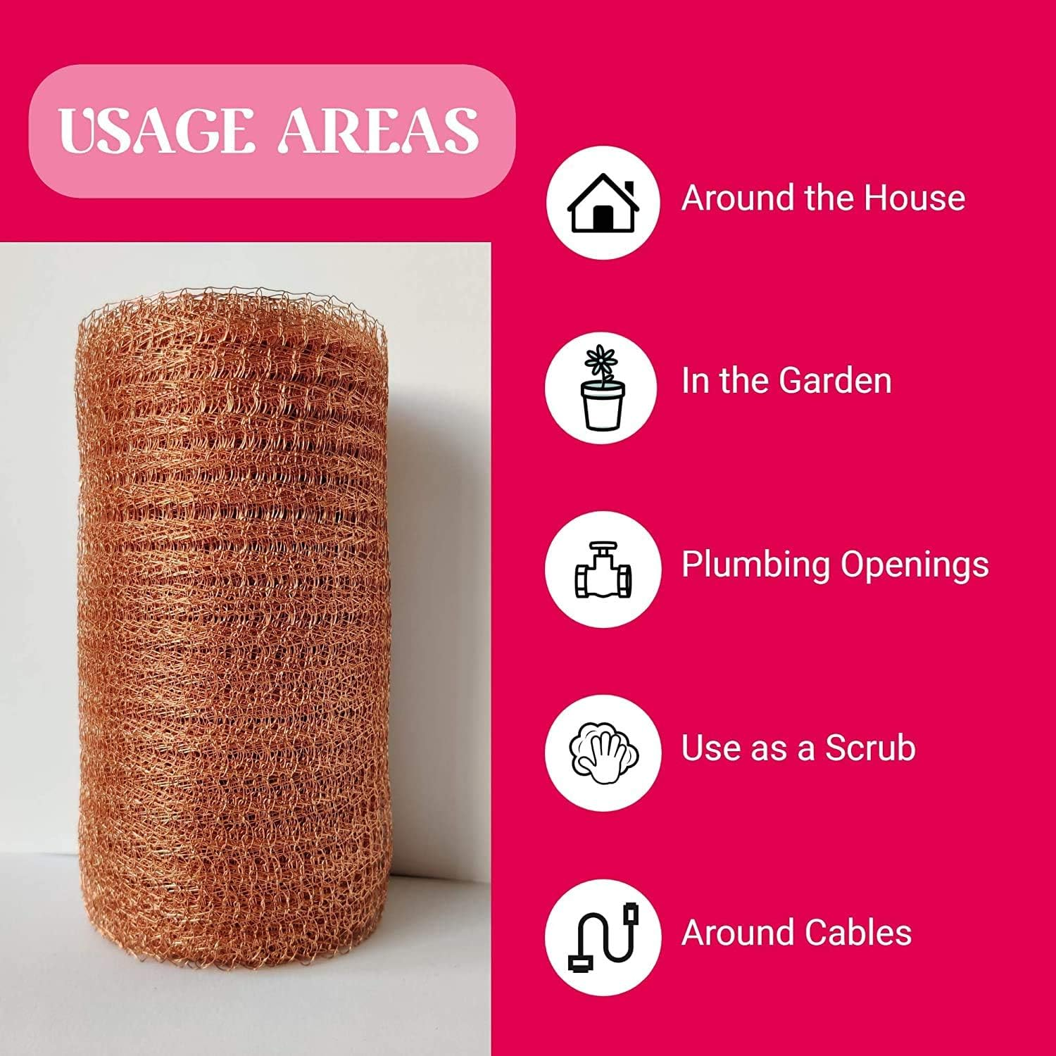 DARENYI Copper Mesh 6M/20Ft Rodent Deterrent for Rat Proofing, Pure Copper Mesh Roll, Slug Repellent in Garden & Outdoors - Copper Color image number 2