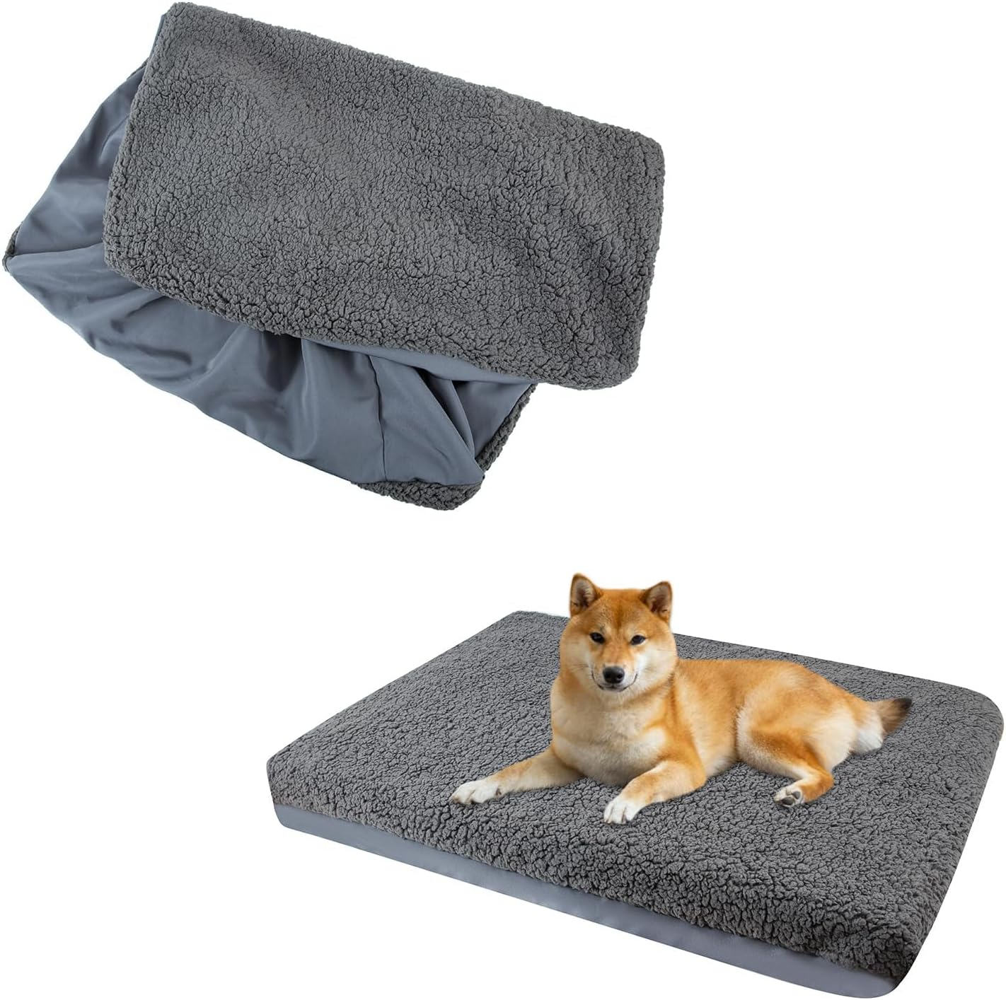 Dog Bed Covers with 100% Waterproof,Replacement & Washable Soft Plush Cover,Fitted for Large Dog Beds/Pet Mattress (S:76X51X15Cm) image number 3