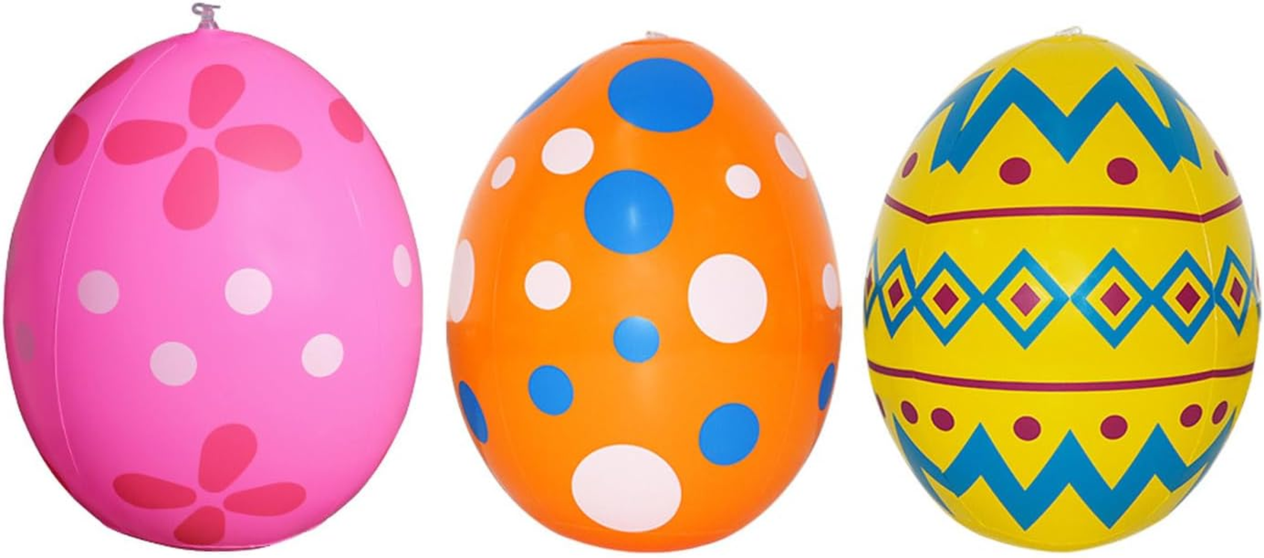16-Inch Easter Egg Decorations, Inflatable Outdoor Ornaments, Set of 3 with Pump (B)