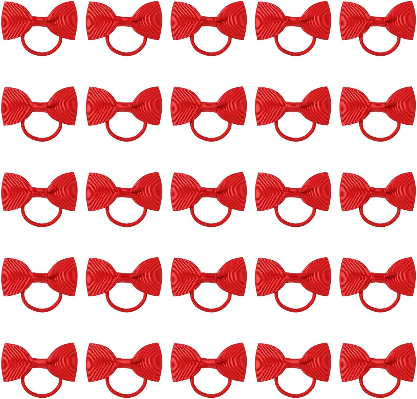 25 Red Bows Rubber Bands Hair Loops Elastic Hair Bands Women'S Hair Accessories Suitable for Daily Hair Ties