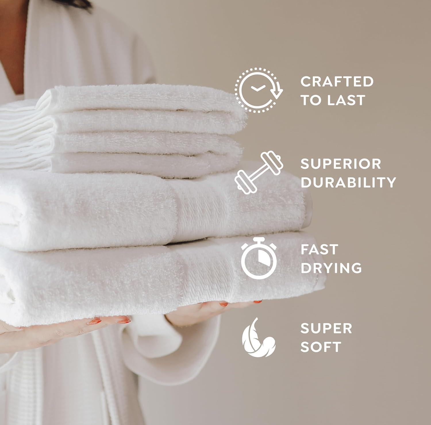 1888 Mills 8 Pack Premium Washcloth Set, True Classics Premium Cotton Blend, Super Soft and Highly Absorbent Washcloths for Bathroom, Hotels, Spa and Gym, Taupe image number 6