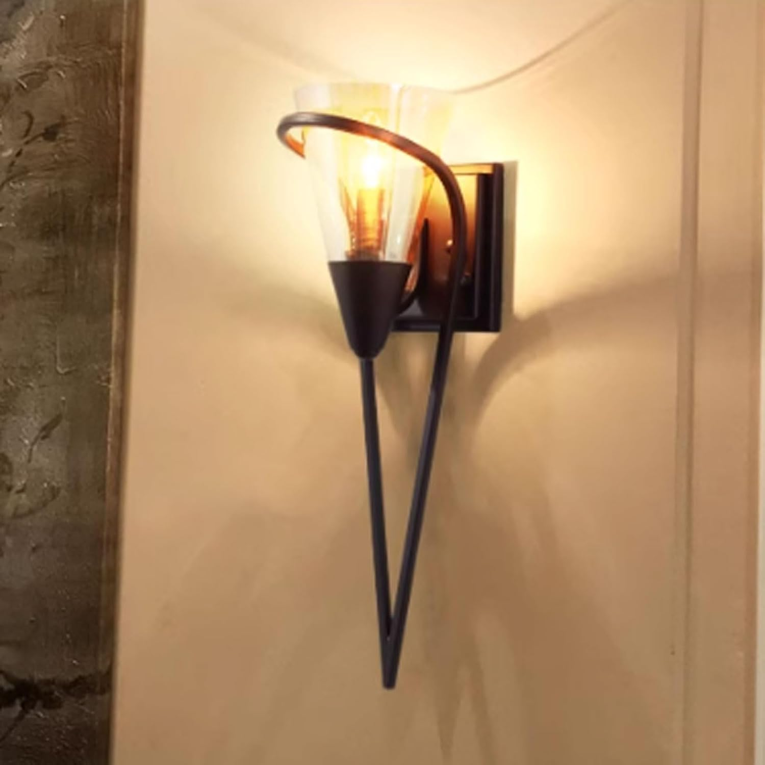 Vintage Wall Sconce Black Wall Sconce with Smoke Gray Glass Shade Candelabra Wall Sconce for Hallway Doorway Wall Lighting image number 5