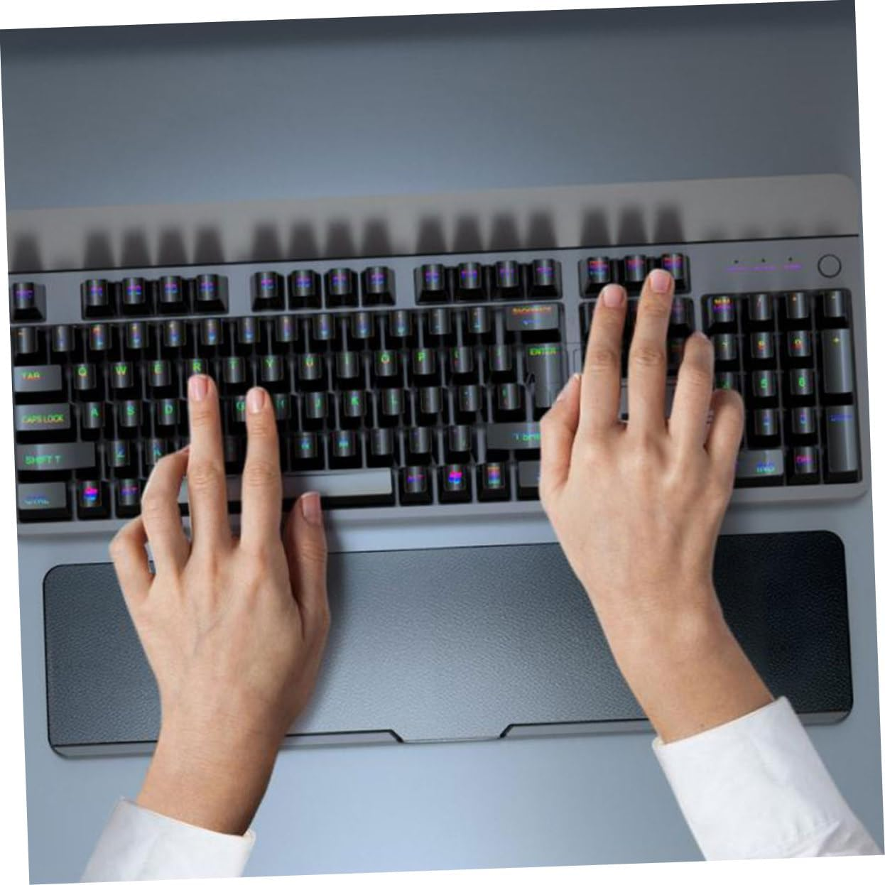 ROMISBABA Keyboard Wrist Holder Desk Partition Organizer with Soft Cushion Wrist Rest and Storage Case for Office Desk Use Compatible with Mechanical Keyboards image number 6