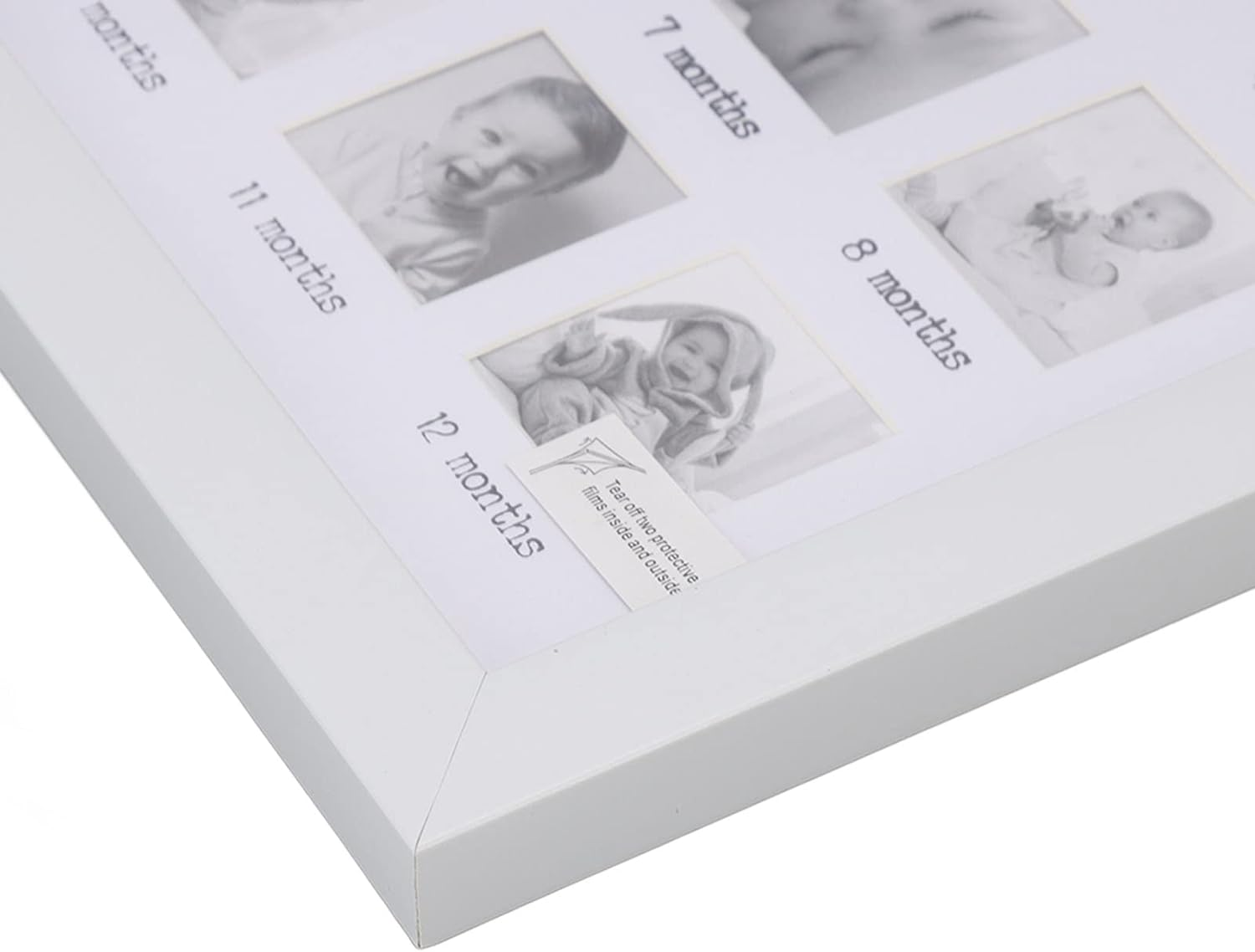 Baby First Year Photo Frame 12 Months Newborn Monthly Picture Frame White Sturdy Durable Baby Growth Record Keepsake Memory Display Wall Mount or Tabletop 25X25Cm image number 2