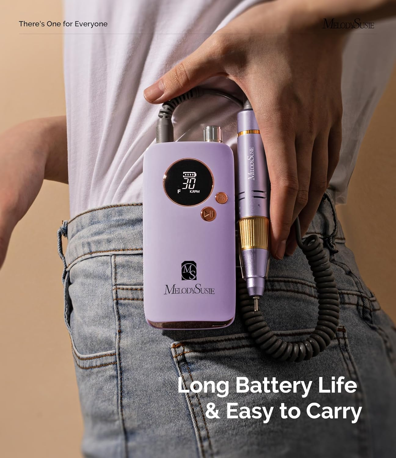 Melodysusie Portable Nail Drill 30000 Rpm,Professional Rechargeable Electric Nail File,Sc320F Cordless Nail E File for Acrylic Nails Gel Polishing Removing,Efile Nail Kit for Manicure Salon,Purple image number 4