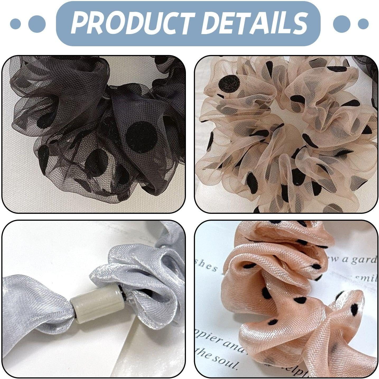 6 Pieces Polka Dot Hair Loops, Simple Mesh Headpiece, Daily Wild Hair Rope, Ponytail Hair Accessories, Hair Wrap Tools for Girls