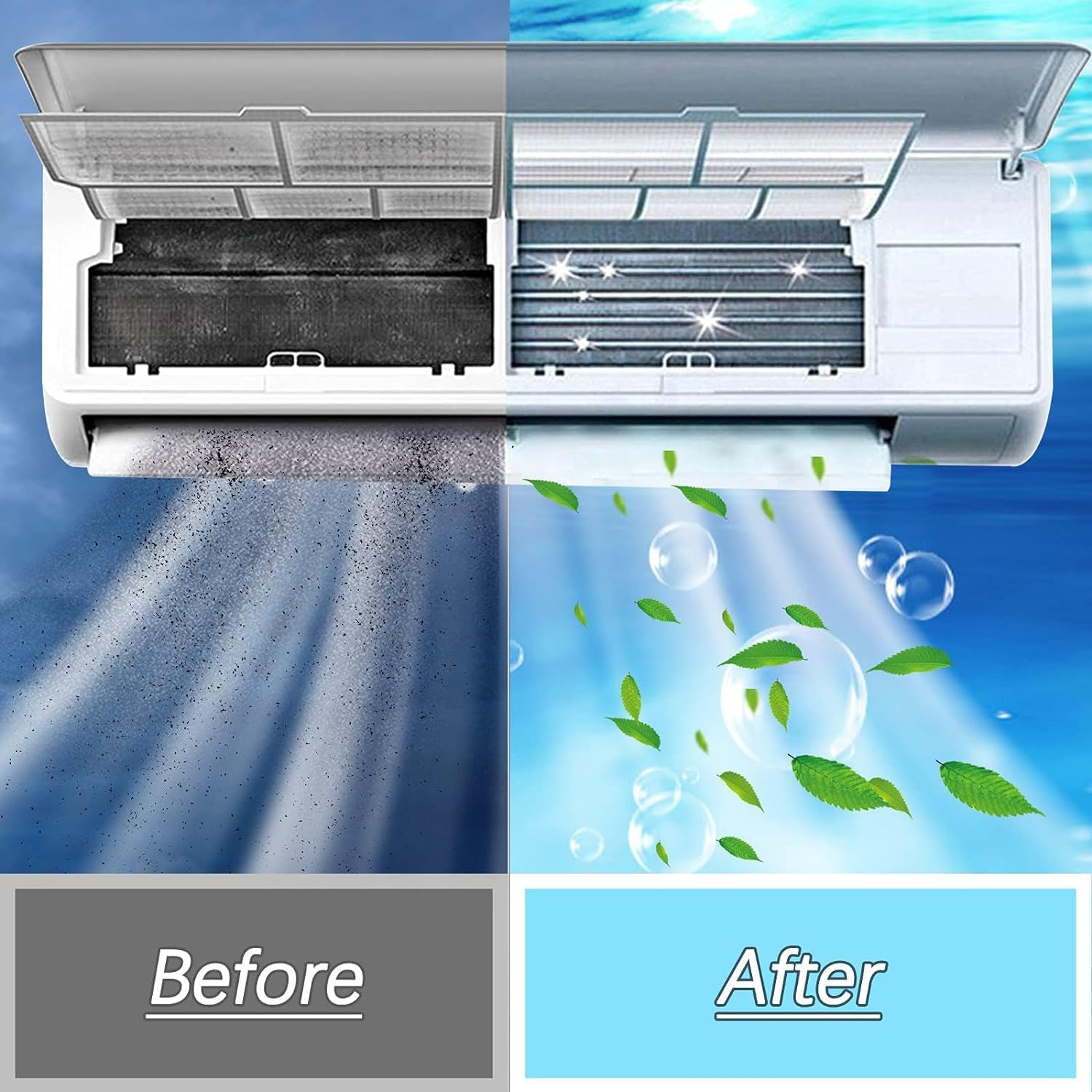 AC Cleaning Bag - Premium Wall Air Conditioner Cleaning Kit - Waterproof, Dustproof, Large Size, with Three Metre Water Hose, Suitable for Households, Offices, Hotels (Blue)