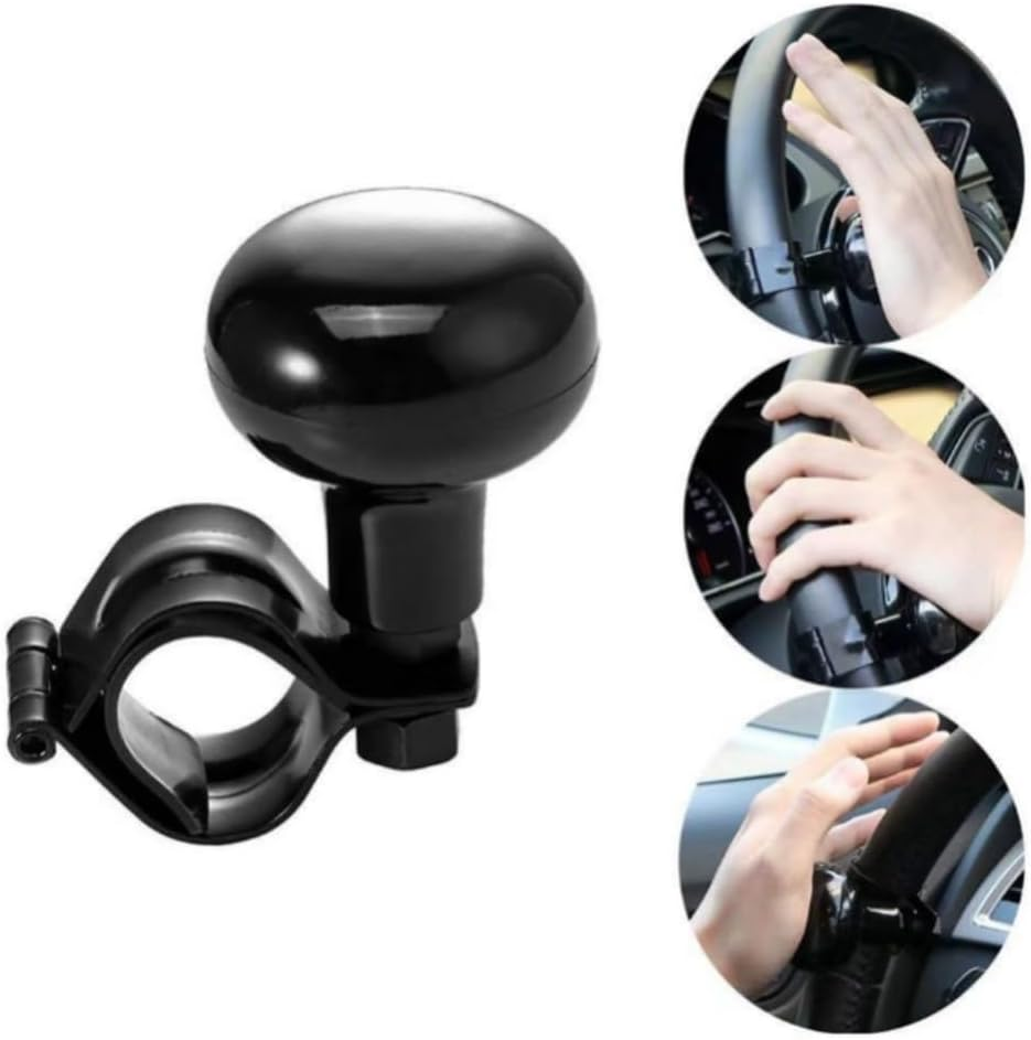Goxfaca Steering Wheel Knob Ball Spinner Auxiliary Booster Aid Control Grip Assister Handle Ball Fit for Most Vehicles Cars Trucks Boats Marine, Black image number 3